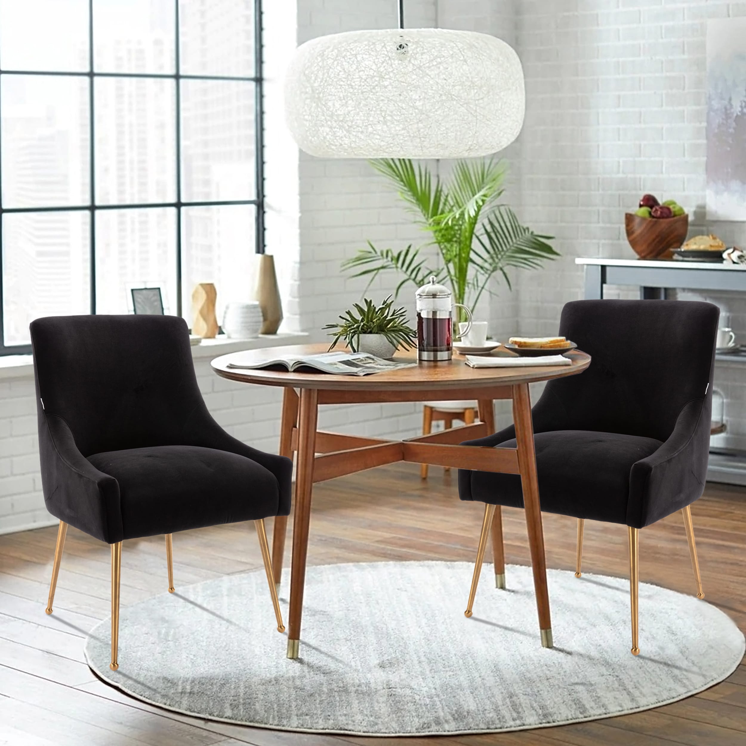 Velvet Dining Chair, Accent Side Chair With Adjustable Foot Nails, Set of 2-Boyel Living