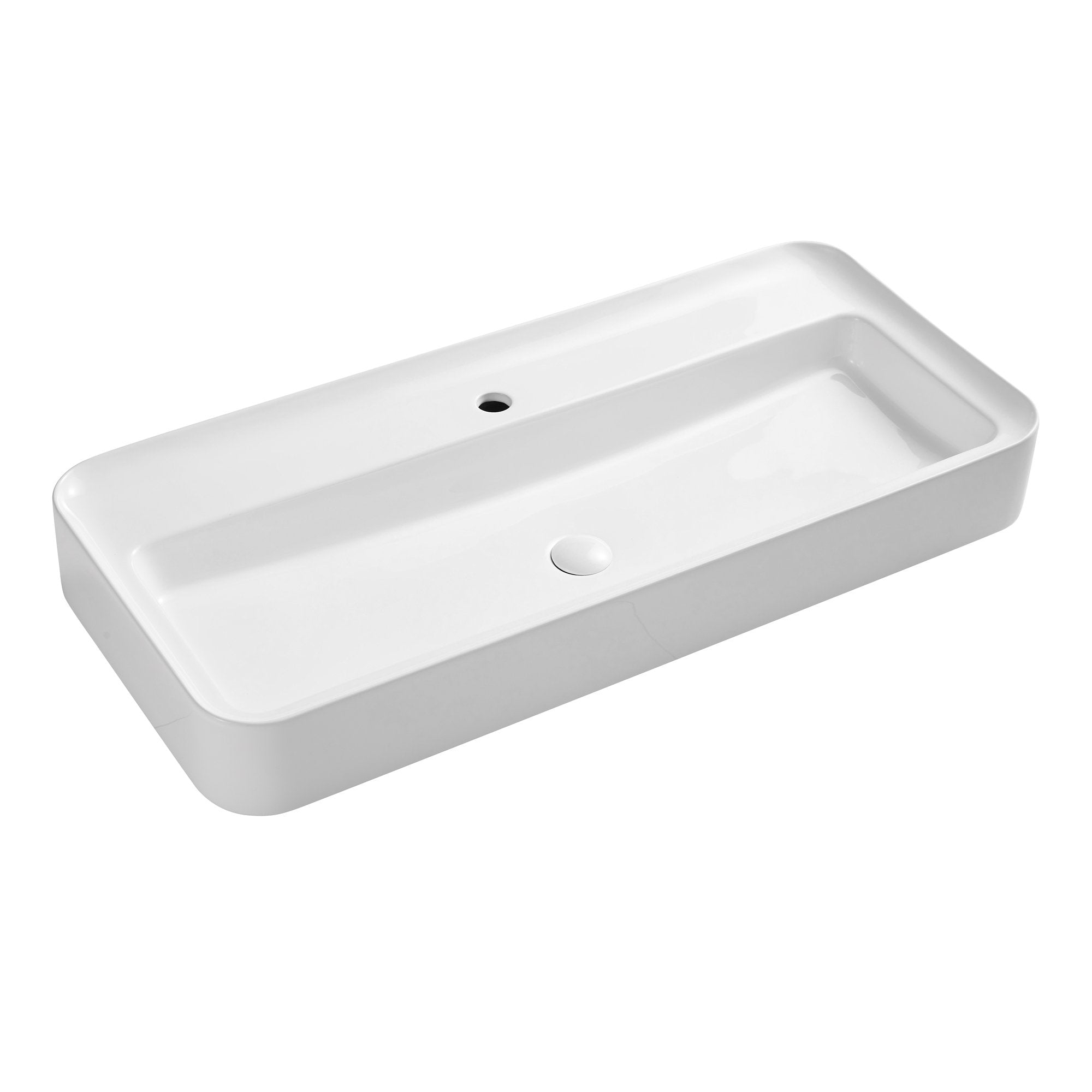 Ceramic Rectangular Wall-mounted White Bathroom Sink Art Basin-Boyel Living