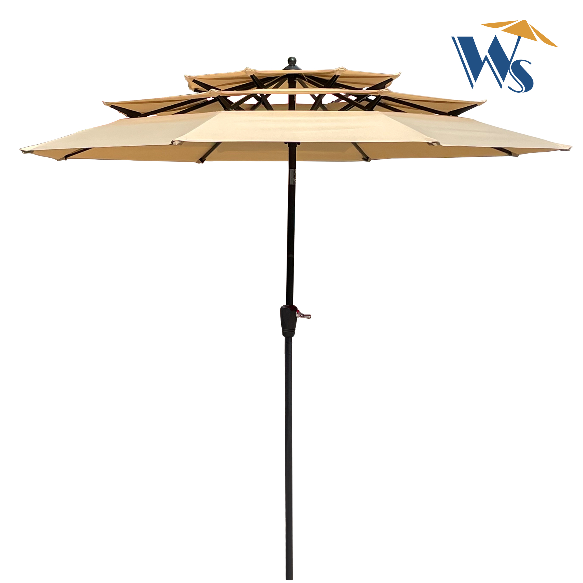 9Ft 3-Tiers Outdoor Patio  Umbrella with Crank and tilt and Wind Vents for Garden Deck  Backyard Pool Shade Outside Deck Swimming Pool-Boyel Living