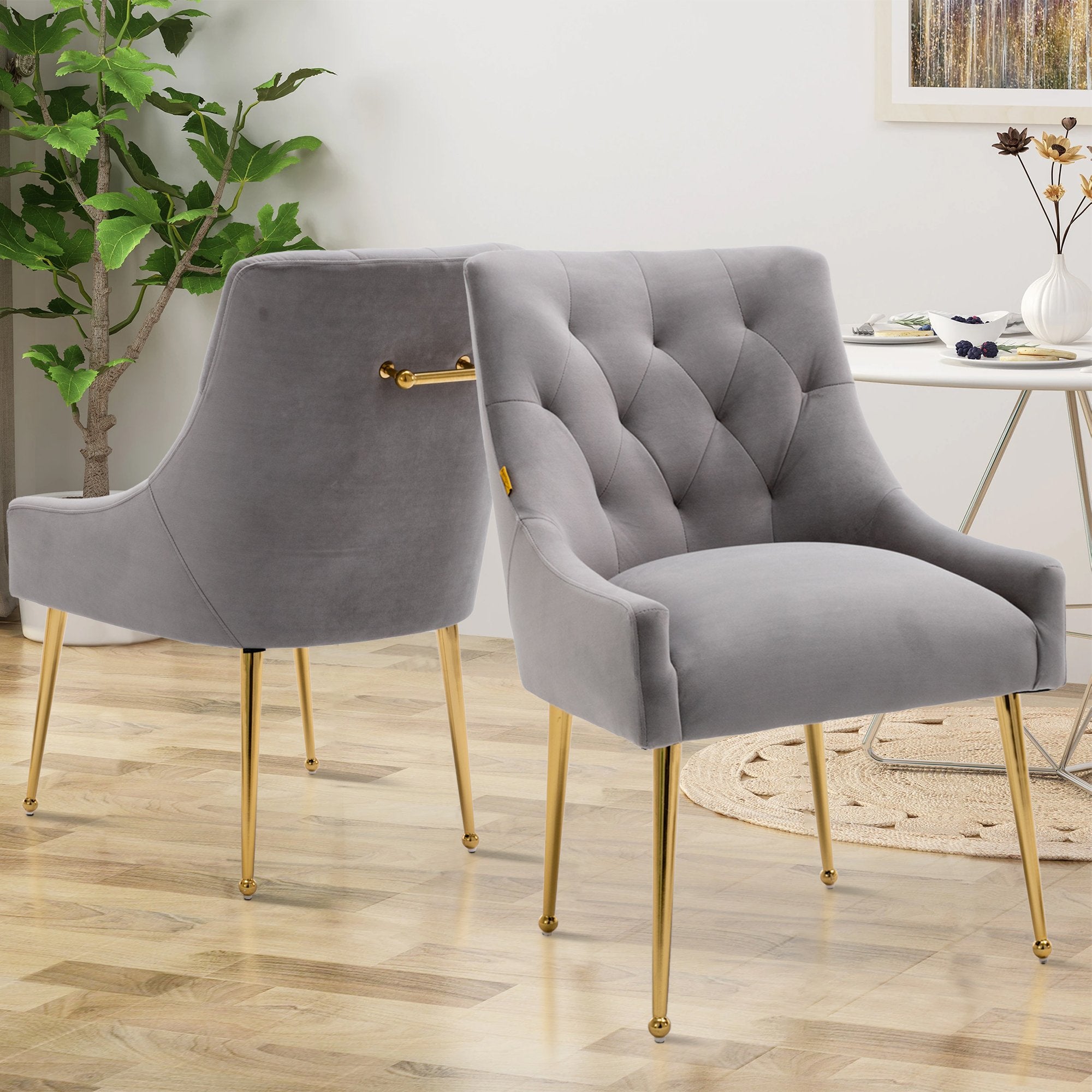 Boyel Living Tufted Velvet Upholstered Dining Chair, Velvet Side Chair, Accent Chair - Set of 2-Boyel Living