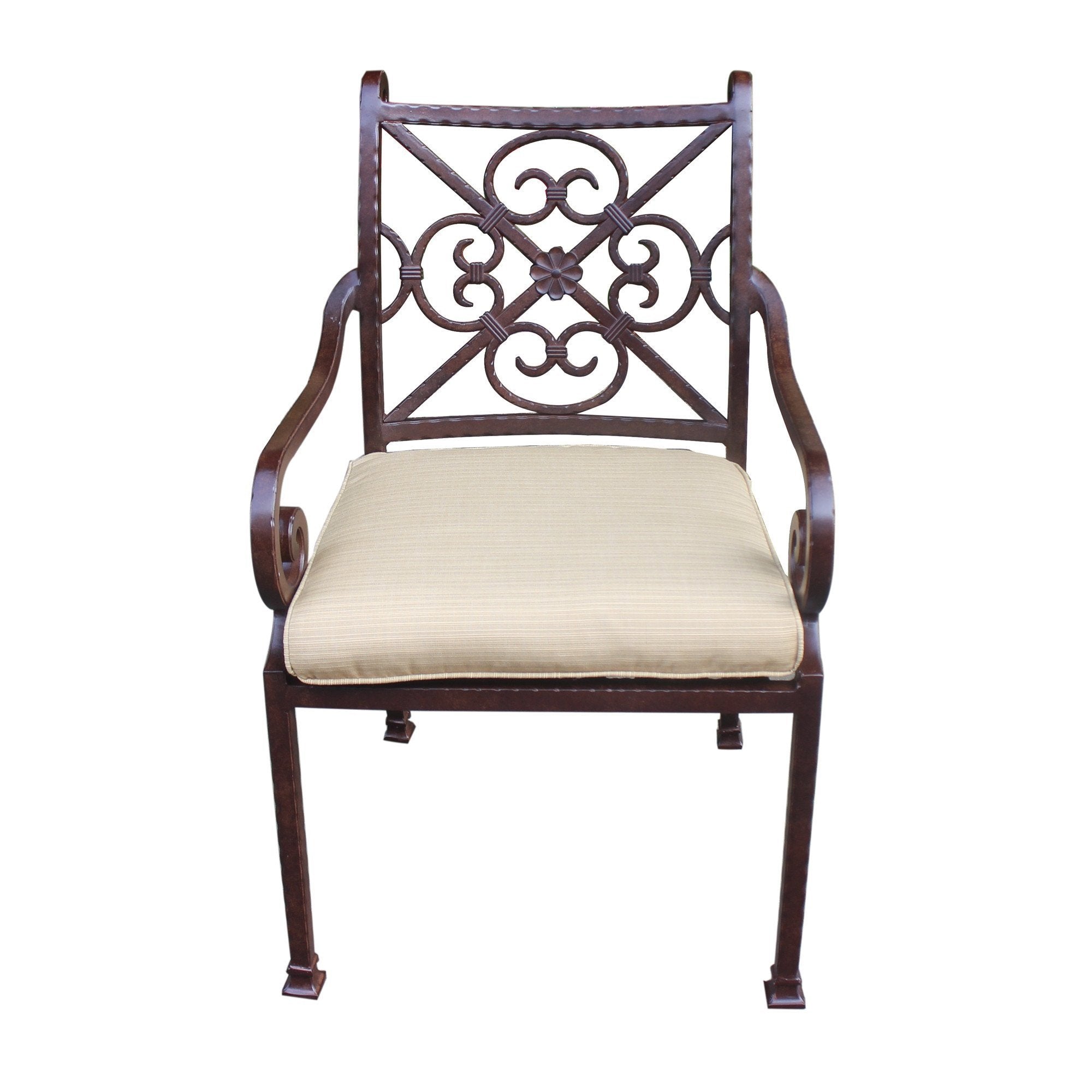 Outdoor Cast Aluminum Stacking Arm Chair With Cushion (Set of 2)-Boyel Living