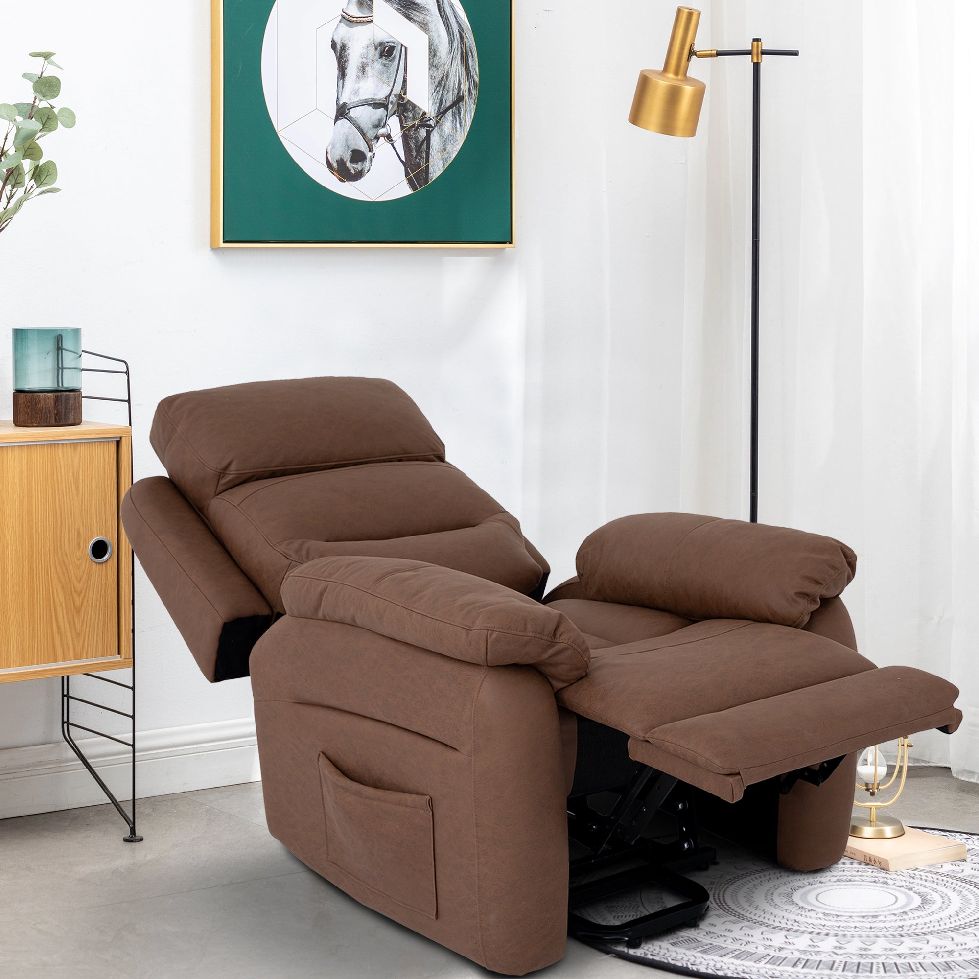 Power Lift Assist Standard Recliner with Storage and Overstuffed Pillows-Boyel Living