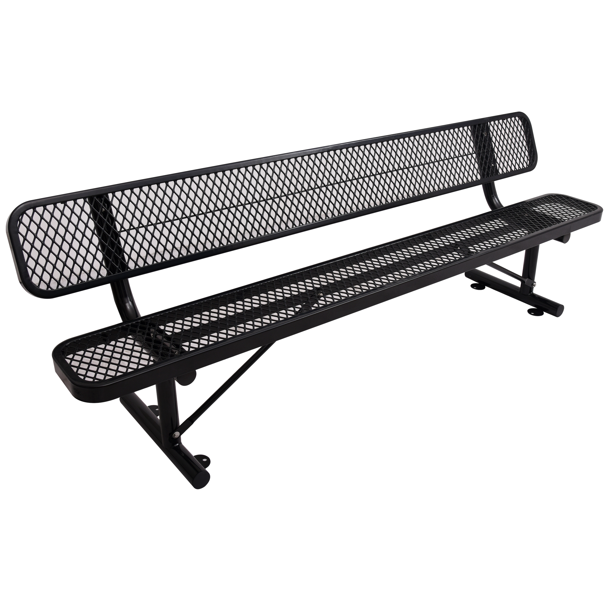 8 ft. Outdoor Steel Bench with Backrest BLack-Boyel Living