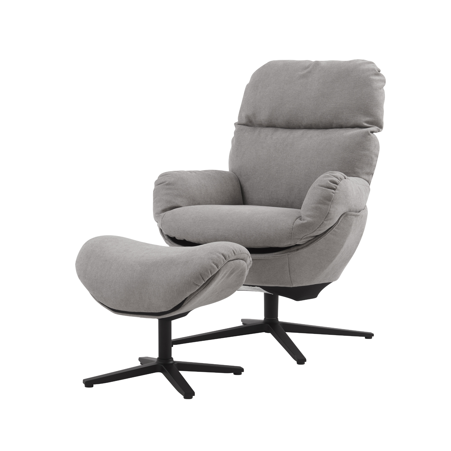 glider chair w/ with ottoman, swivel lounge chair W/ ottoman, accent lazy recliner , arm chair /rocking footstool,aluminum alloy  base, comfy fabric leisure sofa chair，300LB warm grey-Boyel Living