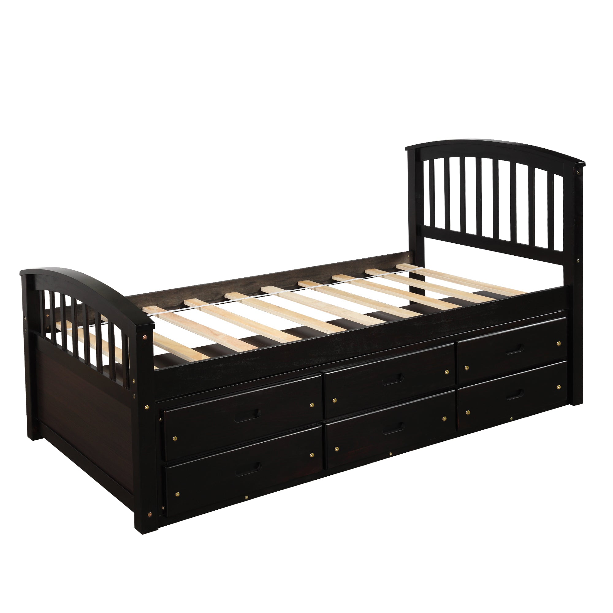 Twin Size Platform Storage Bed Solid Wood Bed with 6 Drawers-Boyel Living