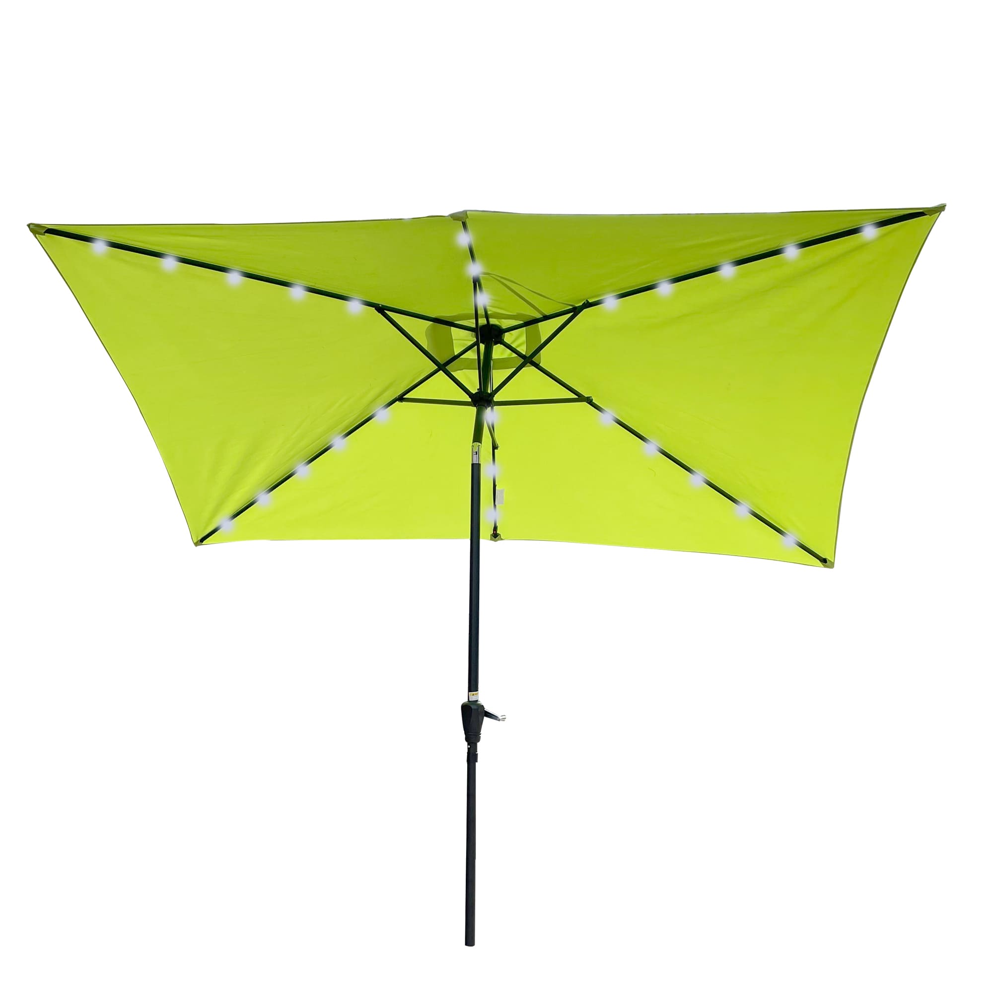 10 x 6.5ft Rectangular Patio Solar LED Lighted Outdoor Umbrellas with Crank and Push Button Tilt