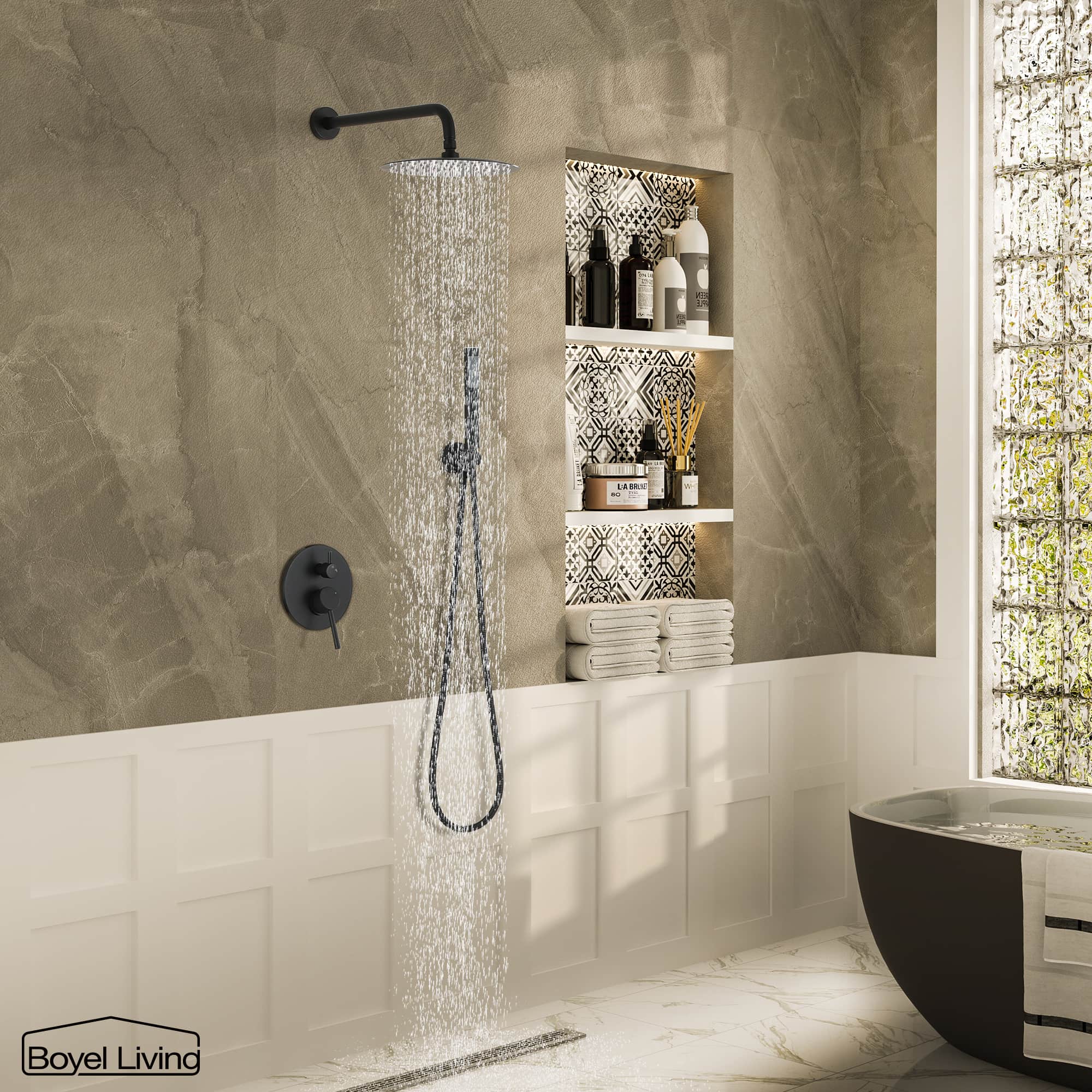 Boyel Living Rain Shower System With Handheld Complete Shower Head System-Boyel Living