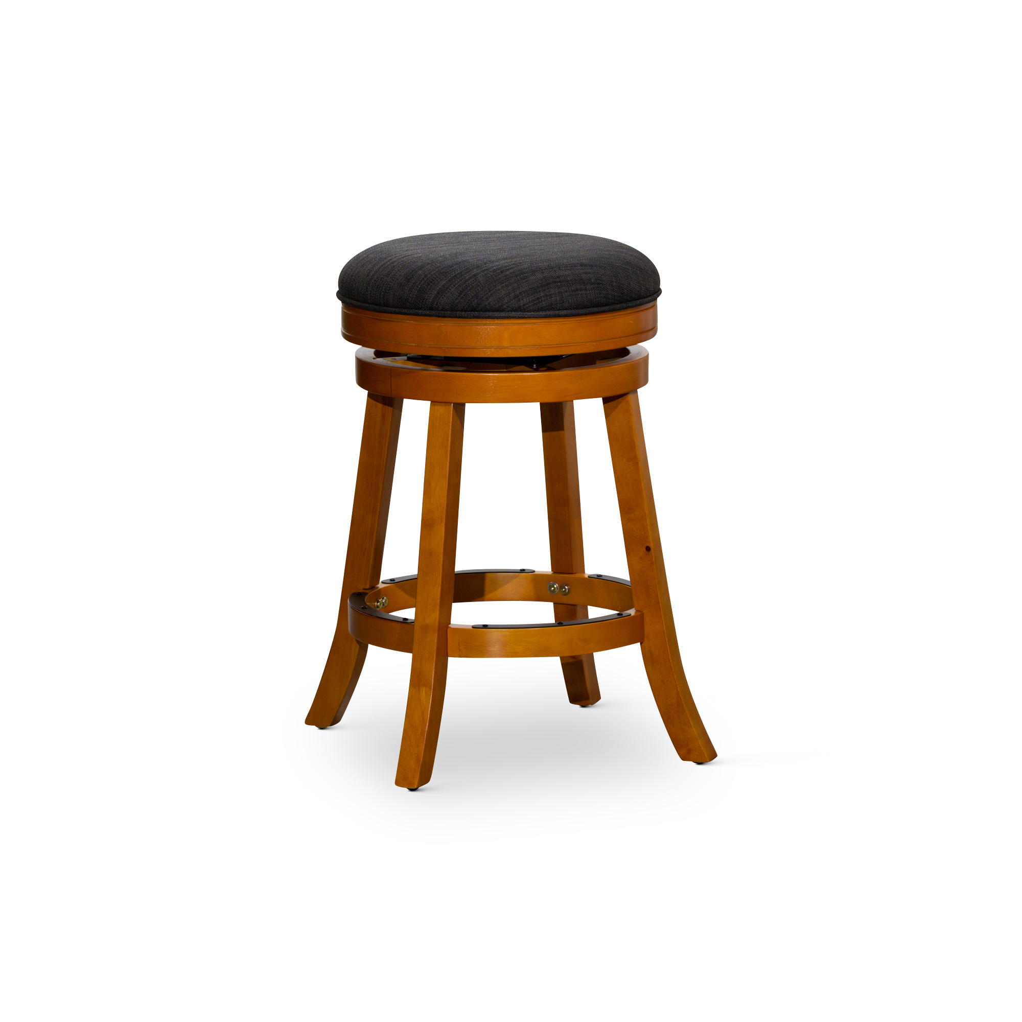 24" Counter Stool, Natural Finish, Charcoal Fabric Seat
