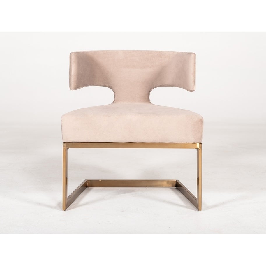 Modrest Calvo Modern OffWhite Velvet Brass Dining Chair