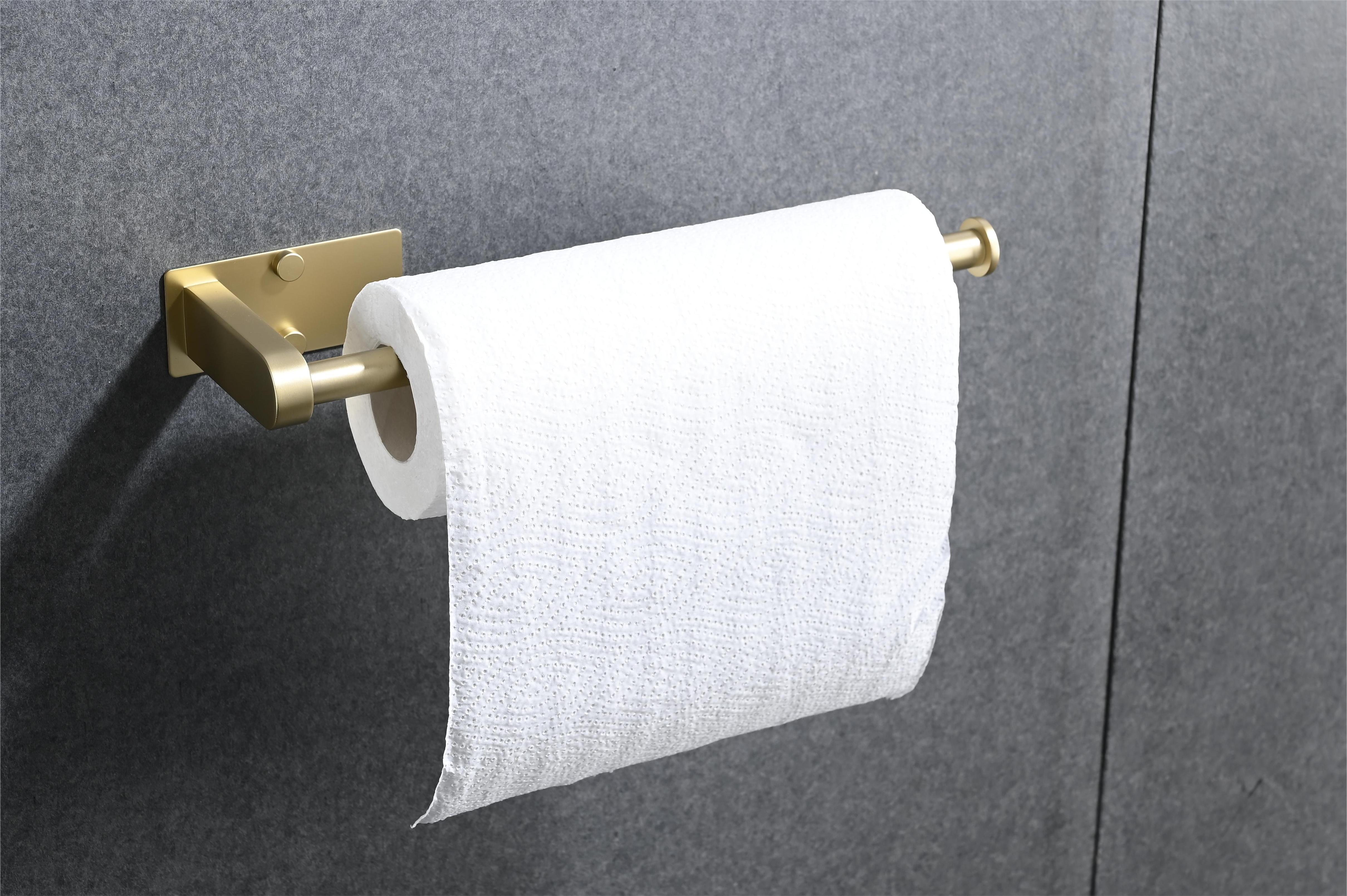  2-Pack 12 in. Wall-Mount Stainless Steel Paper Towel Holder Self Adhesive Paper Towel Holders in Brushed Nickel/Brushed Gold/Matte Black