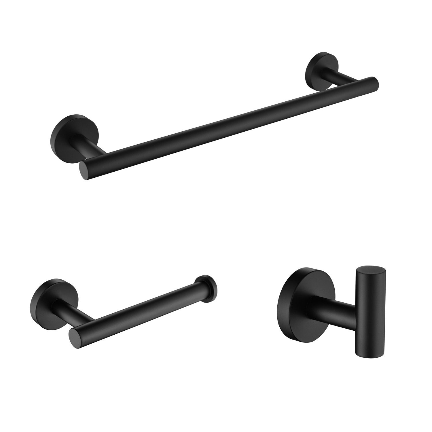 Bathroom Hardware Set Rustfree – 3-Piece Set in Brushed Nickel Finish / Black