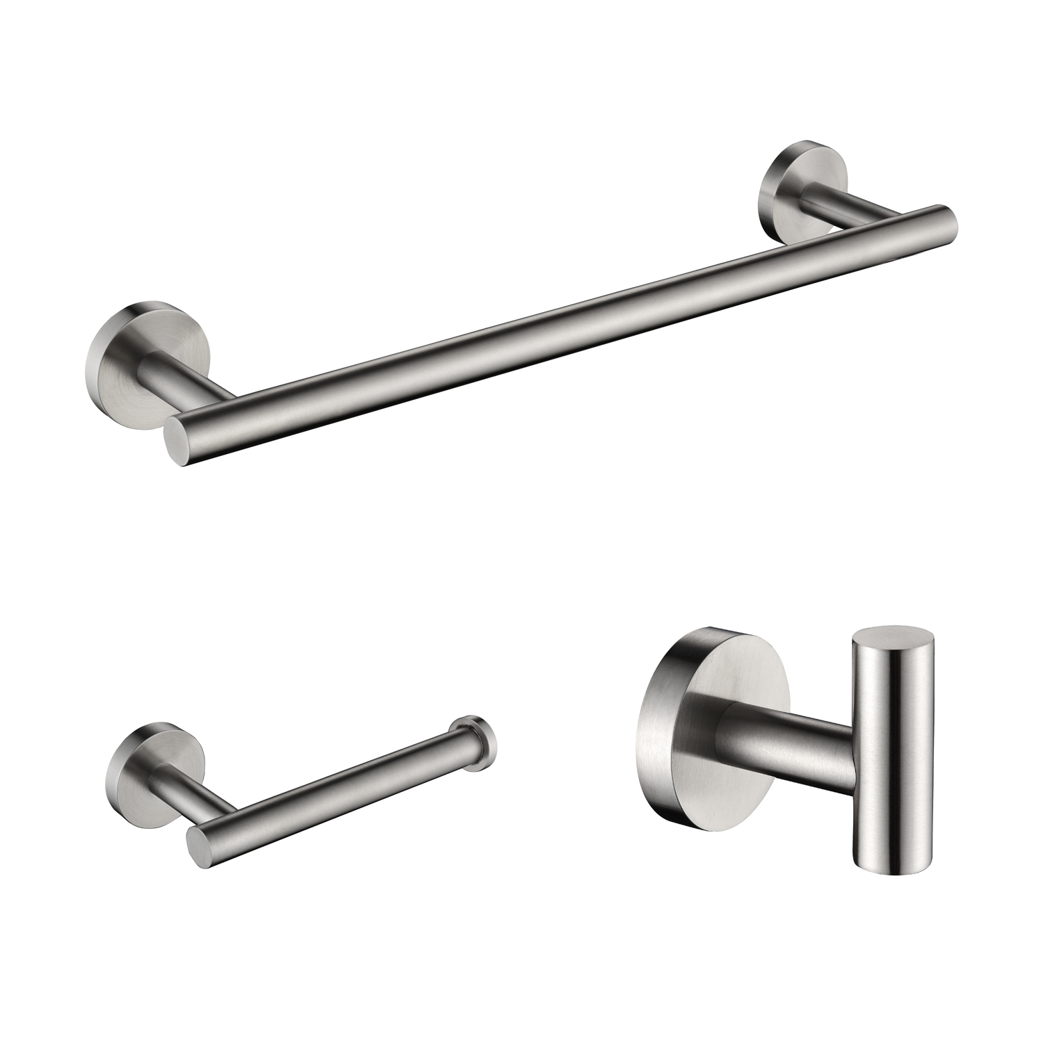 Bathroom Hardware Set Rustfree – 3-Piece Set in Brushed Nickel Finish / Black