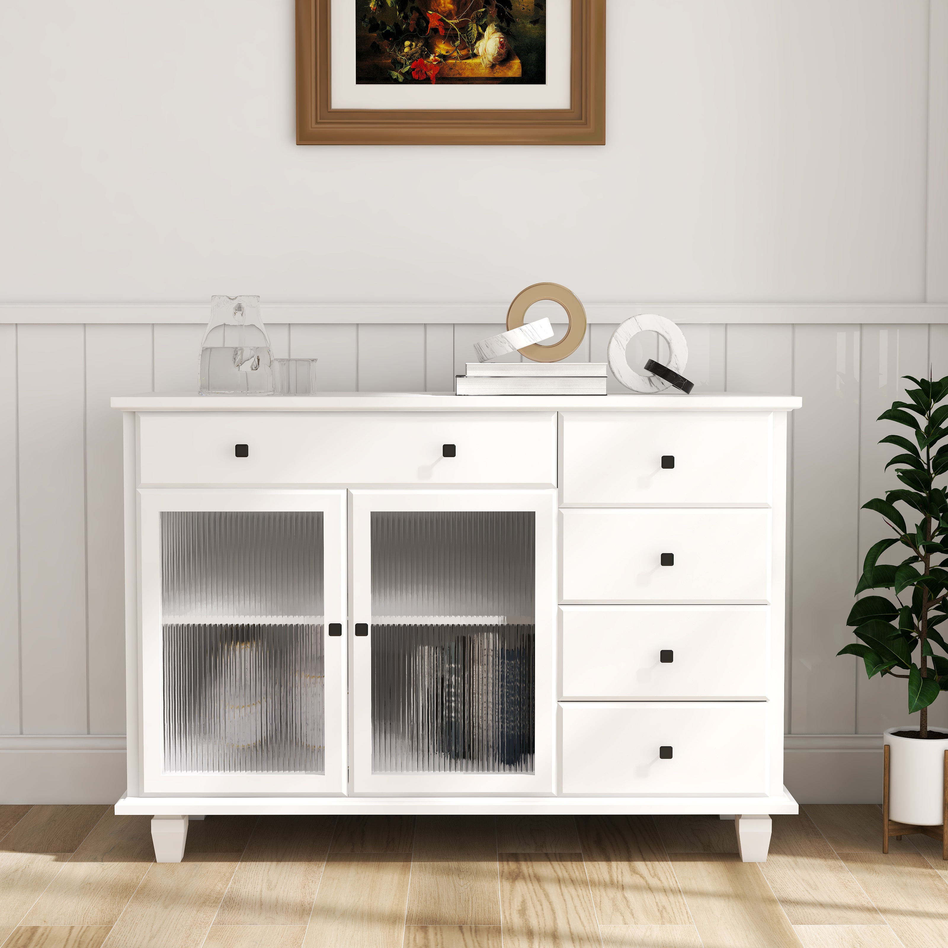 Boyel Living White Accent Storage Cabinet with 3-Drawer Chest, white-014