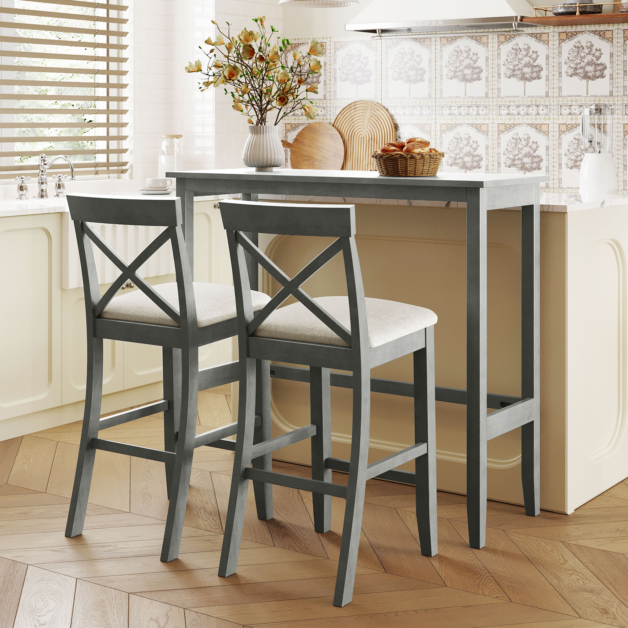 Small White Dining Table 2 Chairs Kitchen Breakfast Room Furniture