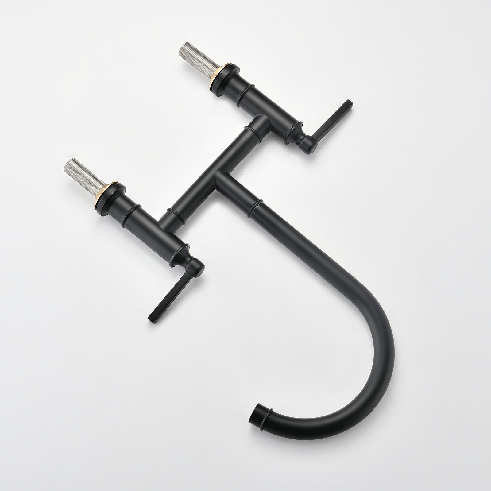 Boyel Living RV Kitchen Sink Faucet Brushed Gold Kitchen Faucet with Side Sprayer 3 Holes Double Handle 304 Stainless Steel Faucet for Outdoor Farmhouse Camper Laundry RV Bar