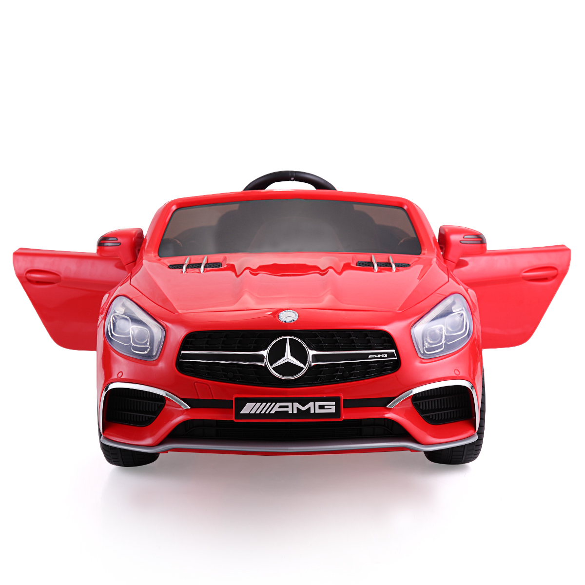 12V Mercedes-Benz Licensed Electric Kids Ride on Car, Battery Powered Vehicle with LED Lights, Music, USB, MP3, Spring-Suspension RC 4-Wheeler, Red-Boyel Living