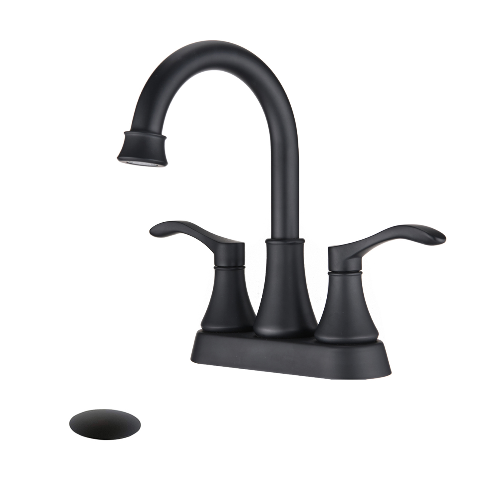4 inches Centerset Bathroom Faucet 360° Swivel Spout, with Pop Up Drain - Brushed Gold/Matte Black/Brushed Nickel 