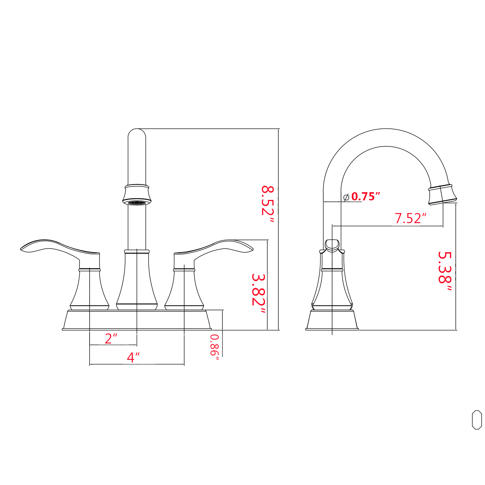 4 inches Centerset Bathroom Faucet 360° Swivel Spout, with Pop Up Drain - Brushed Gold/Matte Black/Brushed Nickel 