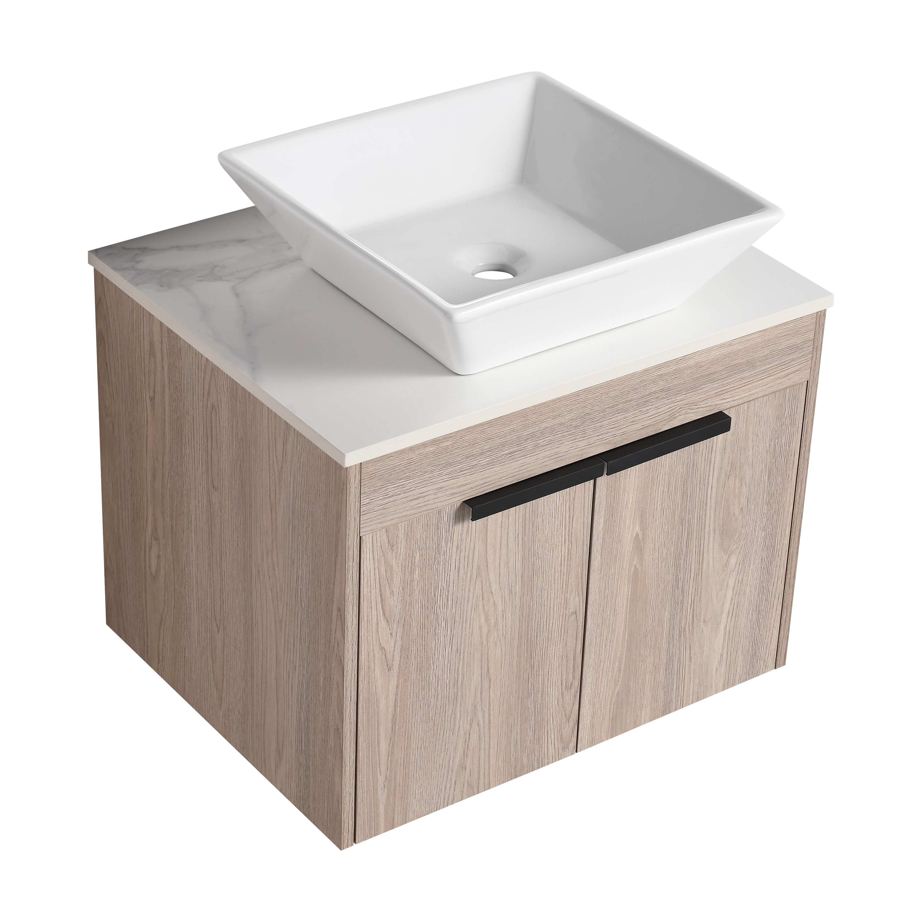 21.6 Bathroom Vanity with Sink, Bathroom Storage Cabinet with Door and  Side Storage, Wood Cabinet Basin Vessel Sink Set, Solid Frame, Ceramic Sink  (Right Side Storge) 