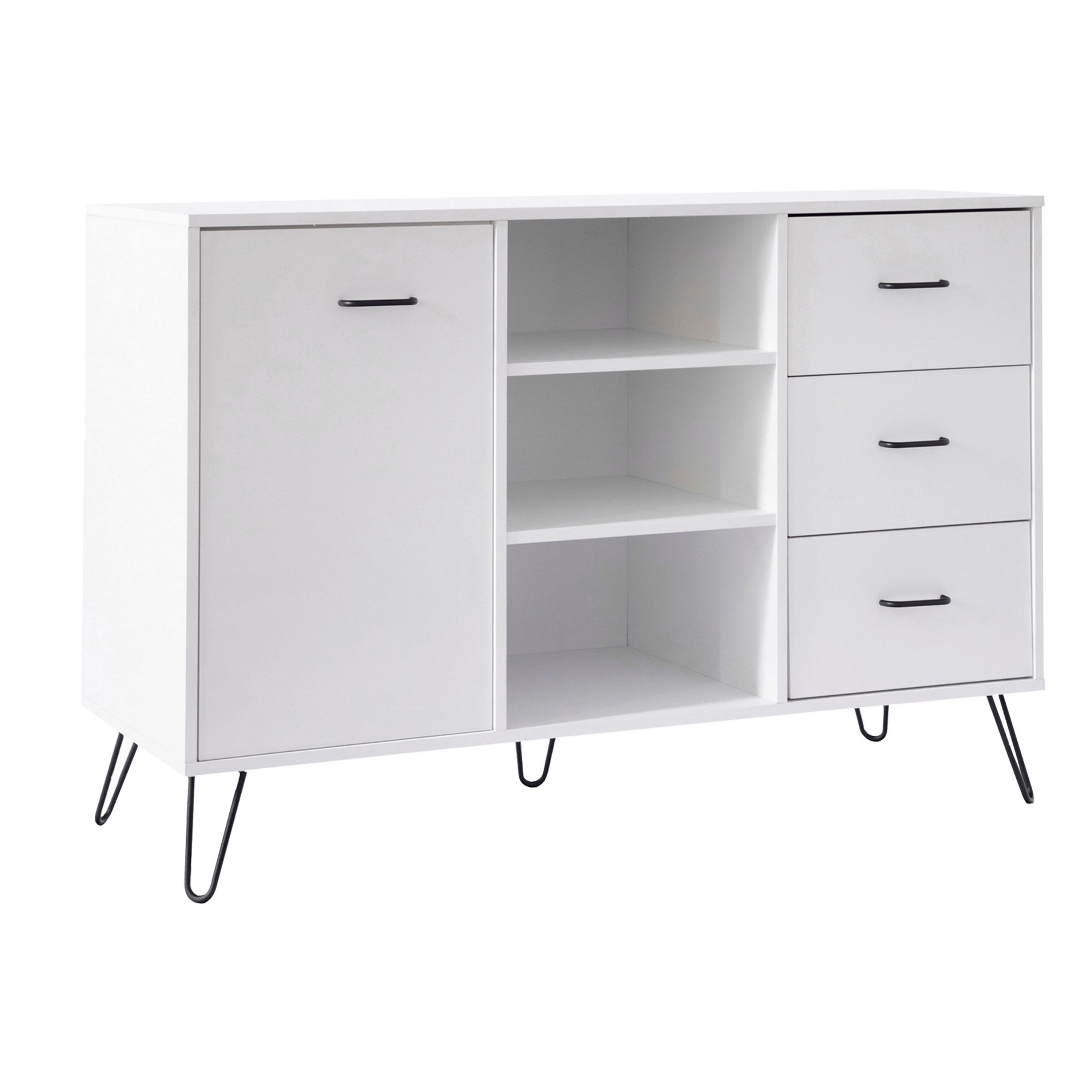 49 Inch Sideboard Buffet Console Cabinet with 3 Drawers, White