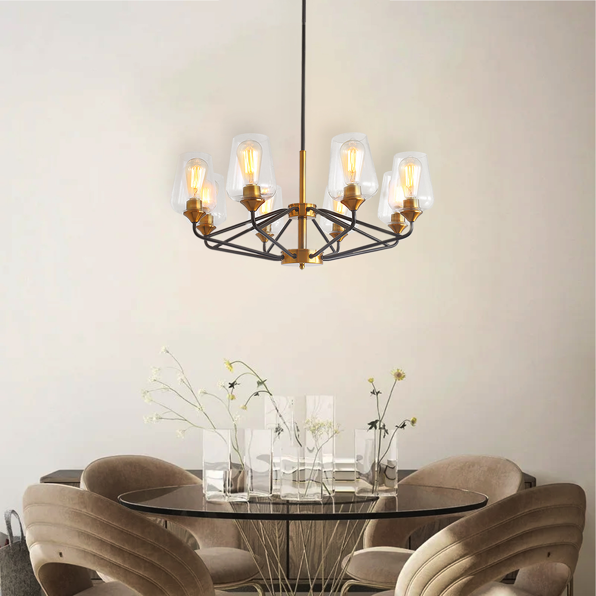 Modern American hanging chandelier -8 bulbs -E26 lamp holder