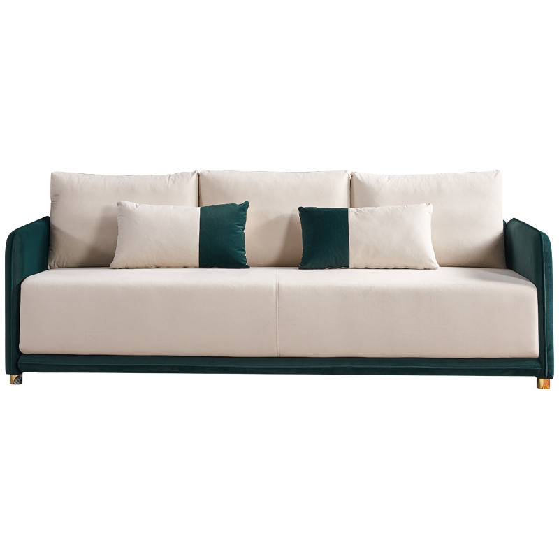 Velvet Sofa BEIGE & GREEN Color