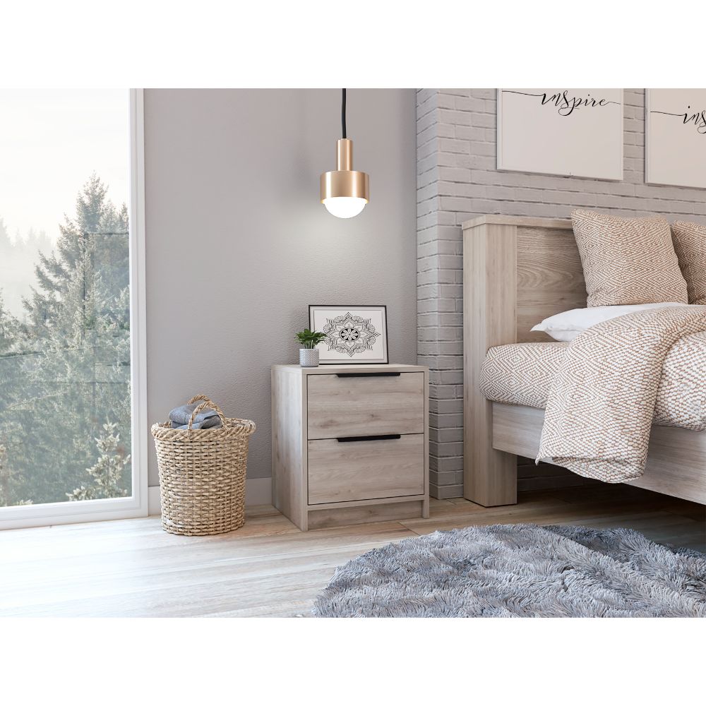 Cannon 2-Drawer Nightstand Light Grey