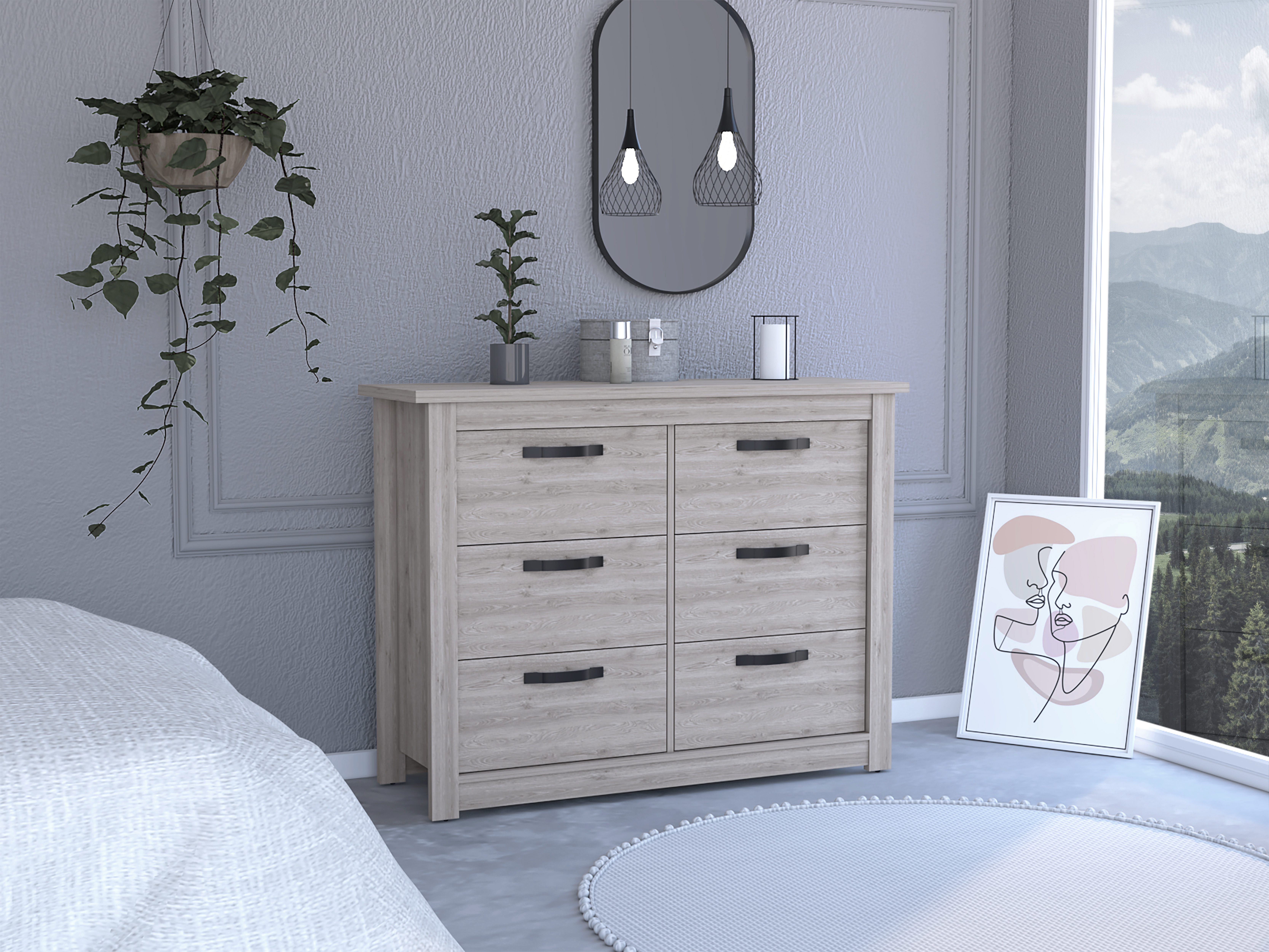 Bellingham 6-Drawer Dresser Light Gray