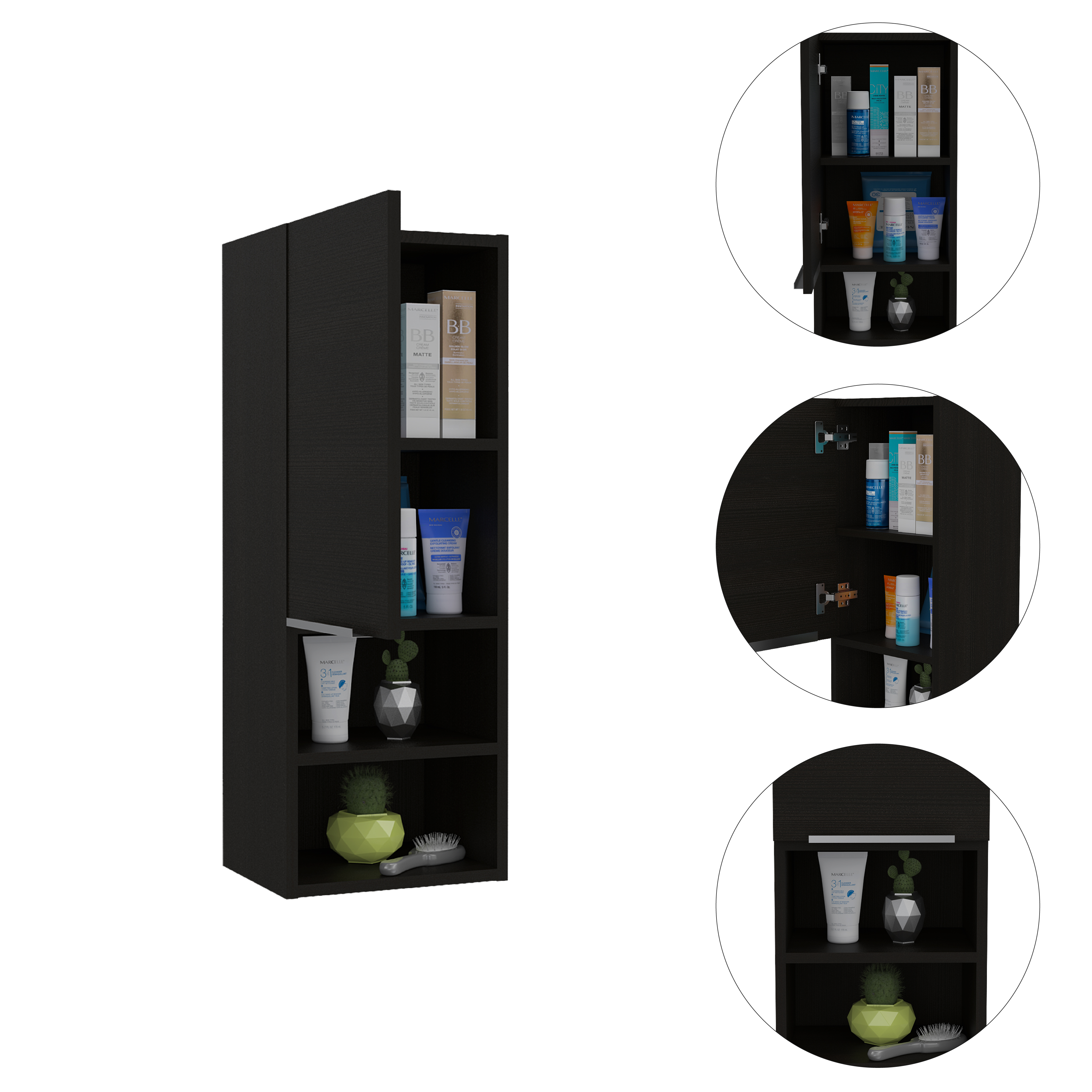 Kingston Rectangle 2-Shelf Medicine Cabinet  Black Wengue
