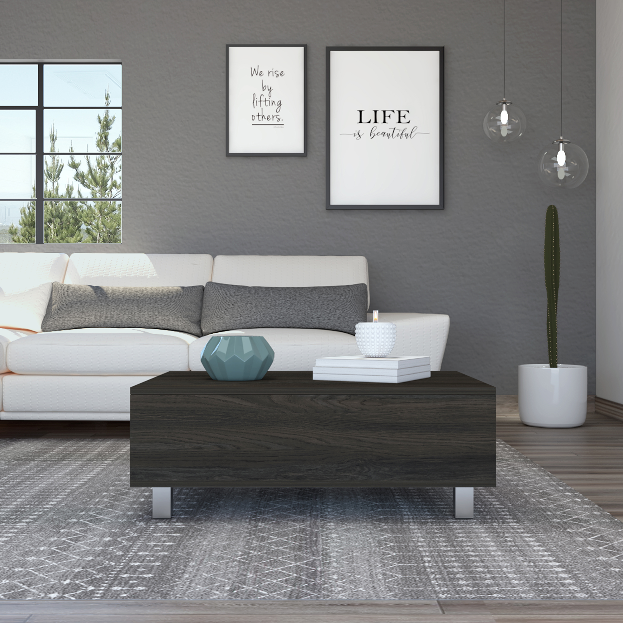 Tilton Rectangle Lift Top  Coffee Table Carbon Espresso
