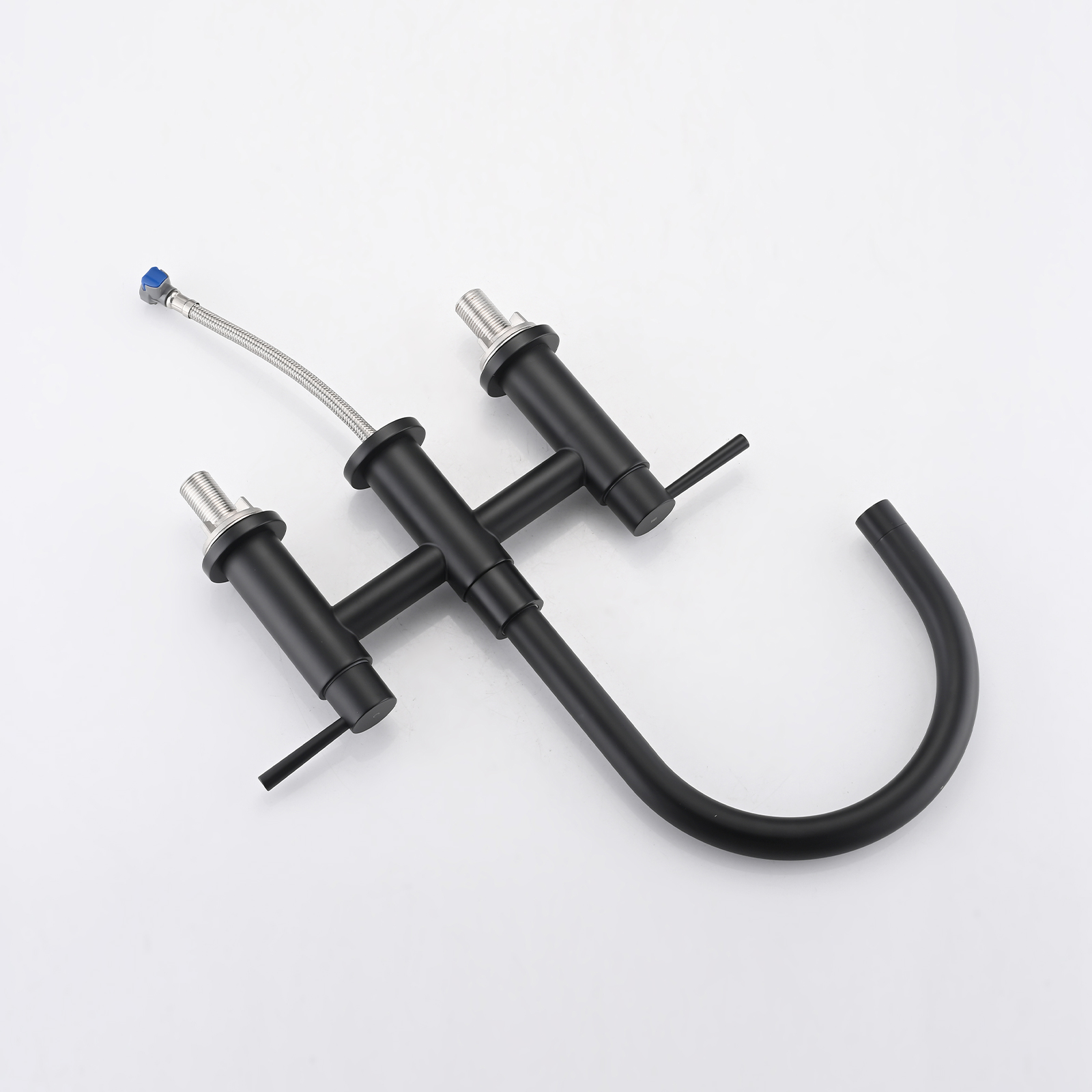 RV Kitchen Sink Faucet Brushed Gold Kitchen Faucet with Side Sprayer 3 Holes Double Handle 304 Stainless Steel 360 Swivel Rotation Faucet for Outdoor Farmhouse Camper Laundry RV Bar