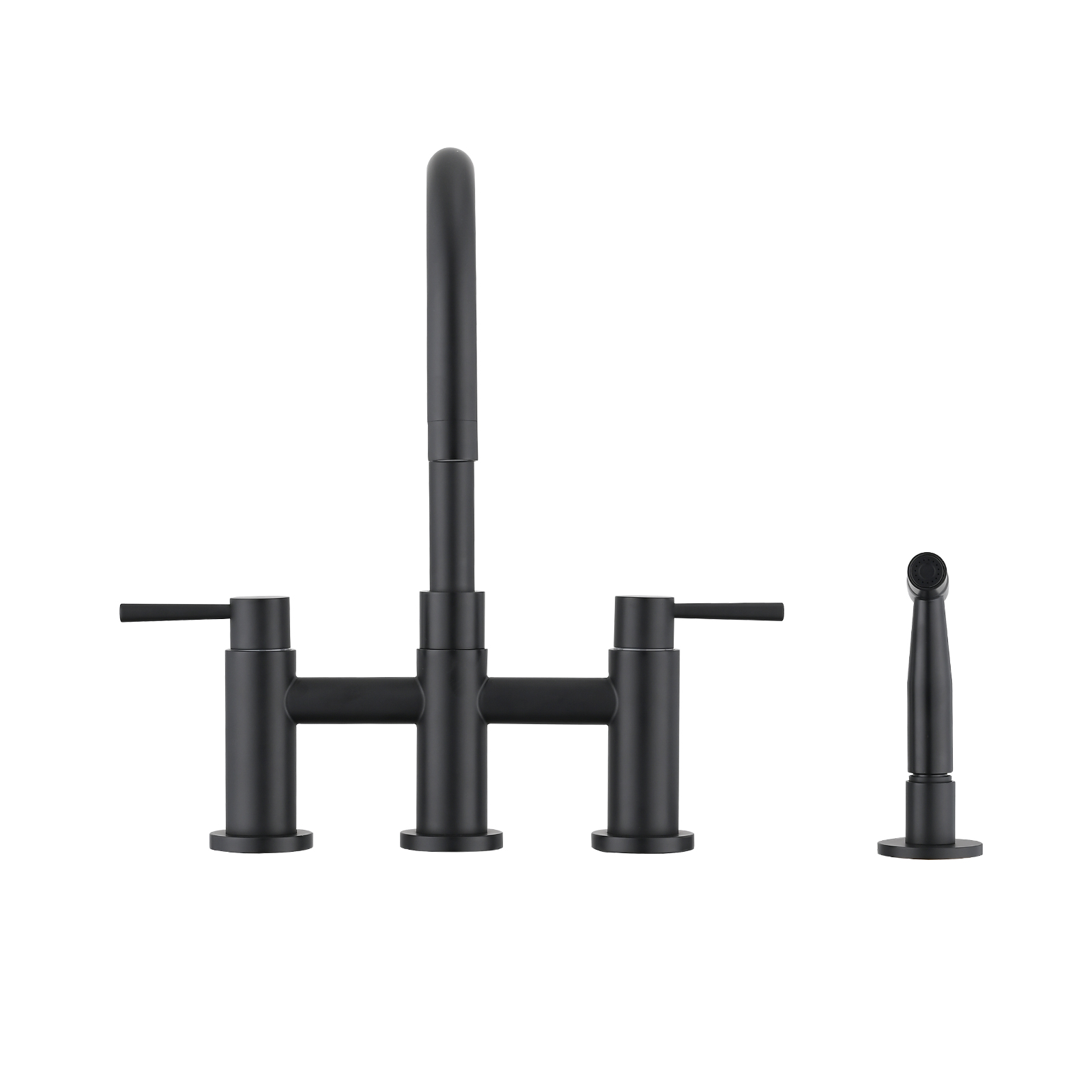 RV Kitchen Sink Faucet Brushed Gold Kitchen Faucet with Side Sprayer 3 Holes Double Handle 304 Stainless Steel 360 Swivel Rotation Faucet for Outdoor Farmhouse Camper Laundry RV Bar