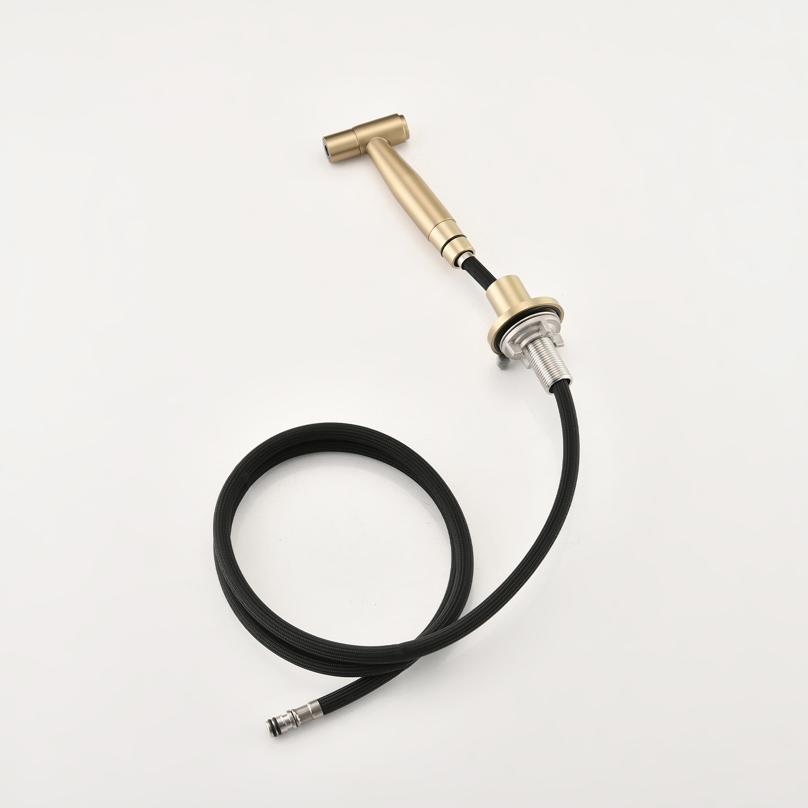 RV Kitchen Sink Faucet Brushed Gold Kitchen Faucet with Side Sprayer 3 Holes Double Handle 304 Stainless Steel 360 Swivel Rotation Faucet for Outdoor Farmhouse Camper Laundry RV Bar