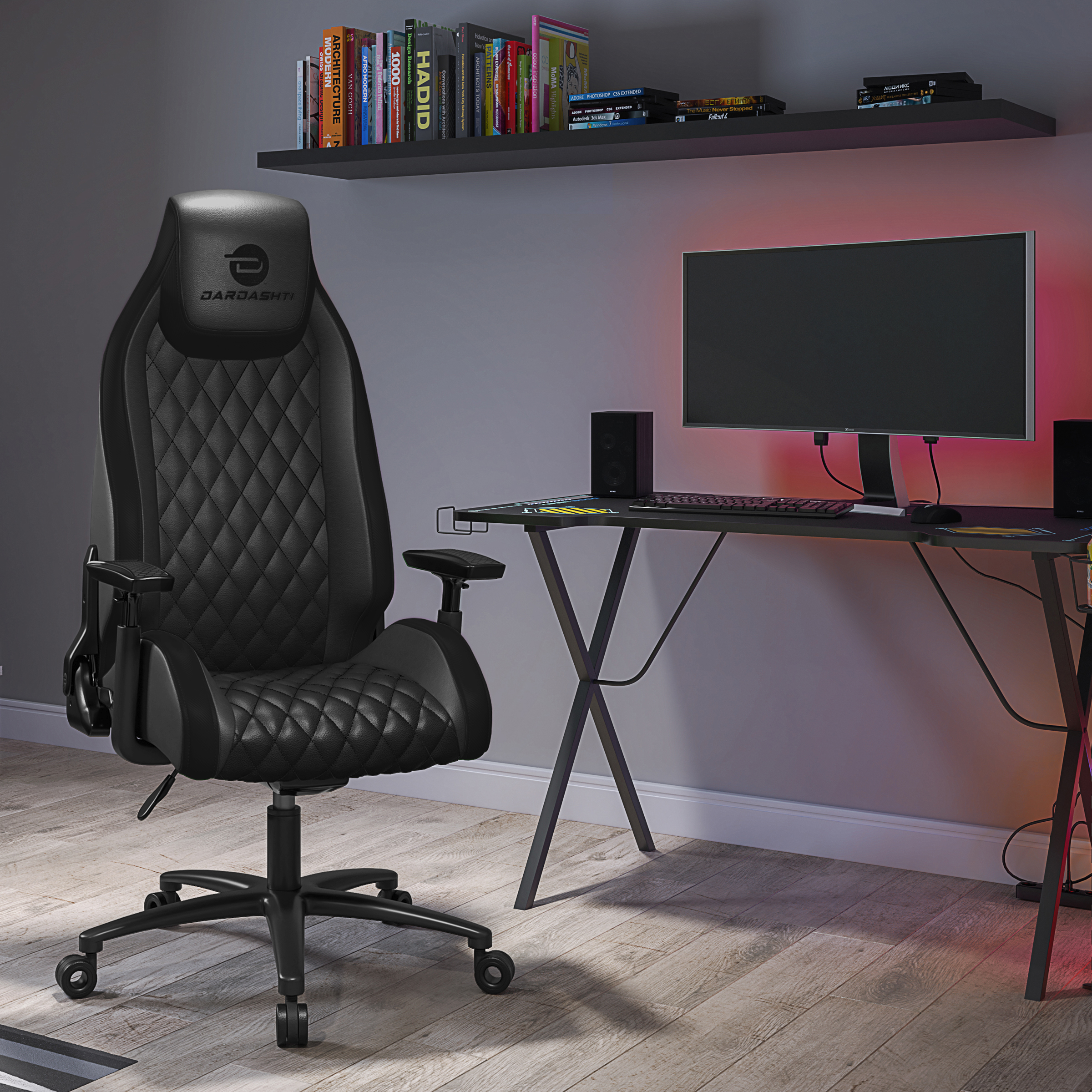 Boyel Living Red and Black Computer Gaming Adjustable Lumbar