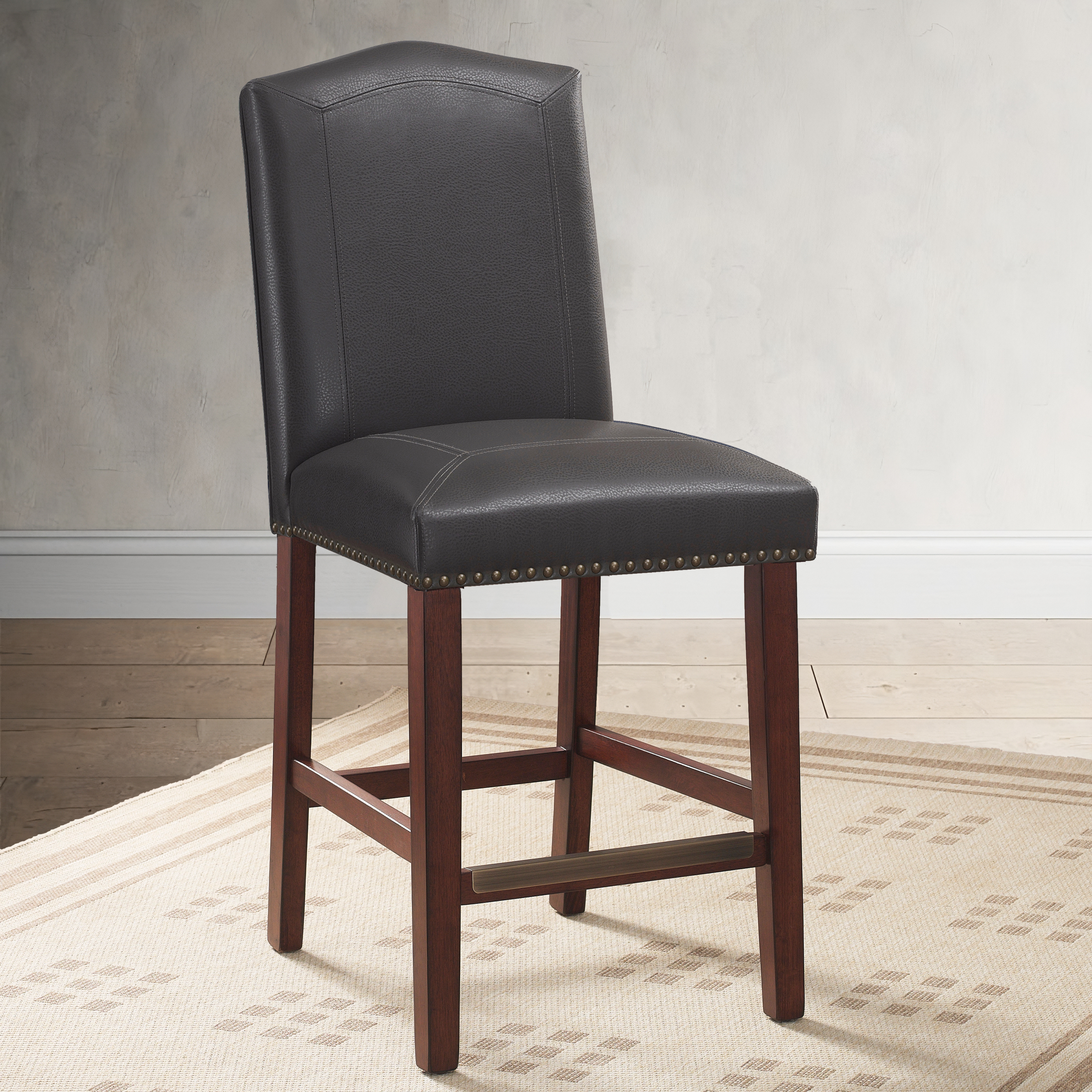 Claremont Gray Faux Leather Counter Stool