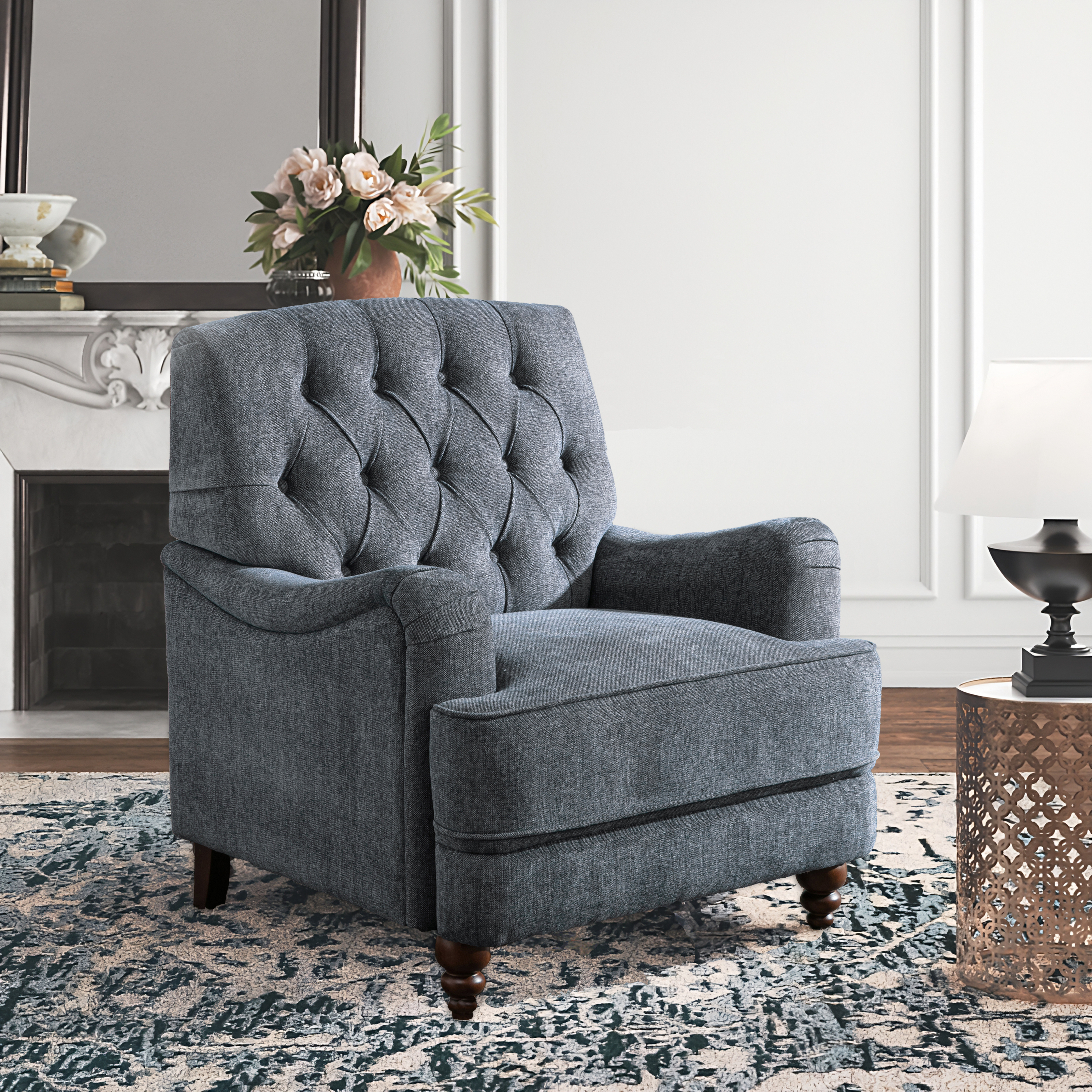 Butner Tufted Arm Chair - Navy