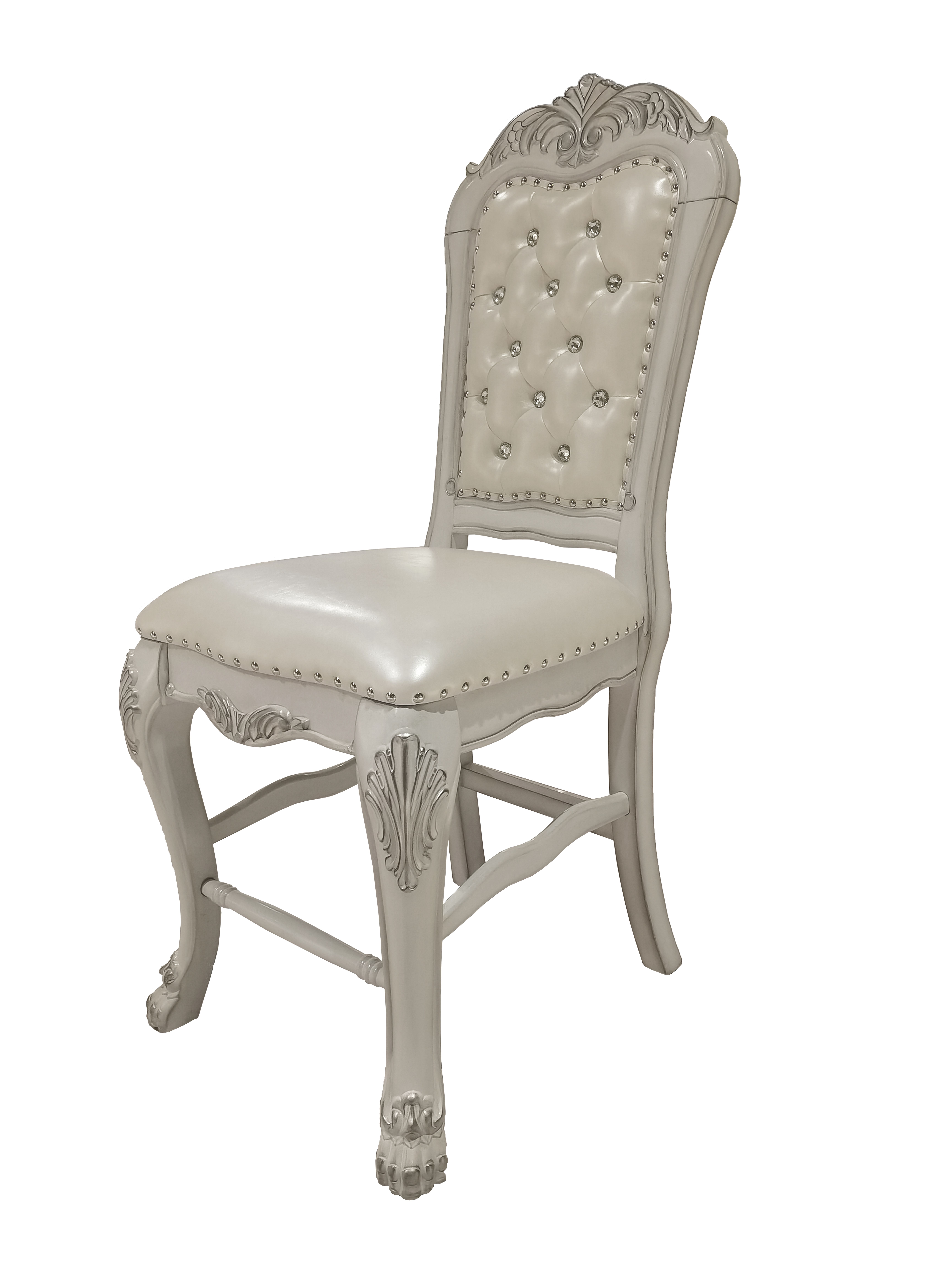 ACME Dresden  Counter Height Chair (Set-2) in PU & Bone White Finish DN01704