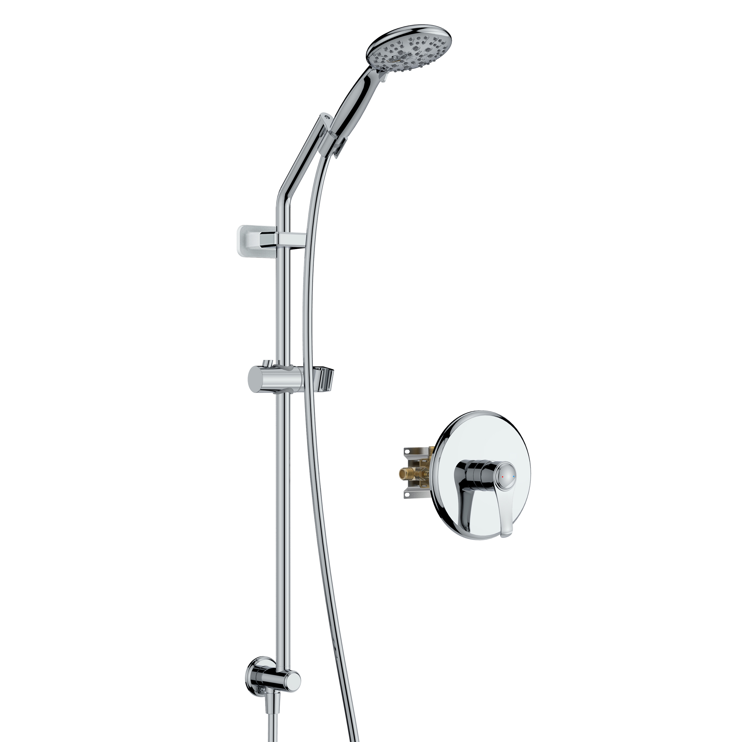 Large Amount of water Multi Function Shower Head - Shower System with 4." Rain Showerhead, 6-Function Hand Shower, Simple Style, Chrome