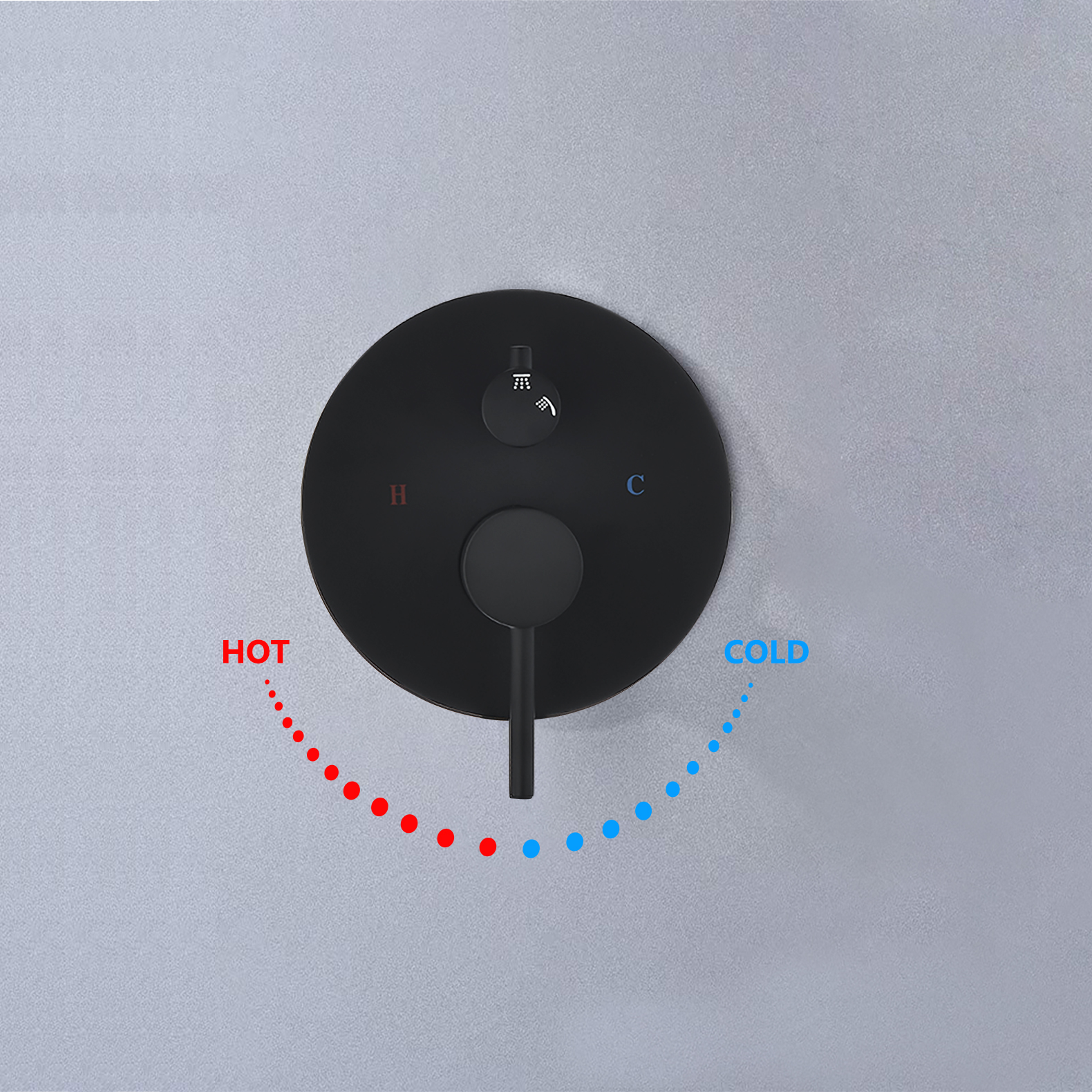 Round Shower System Wall Mounted Rain Mixer Combo Set Matte Black