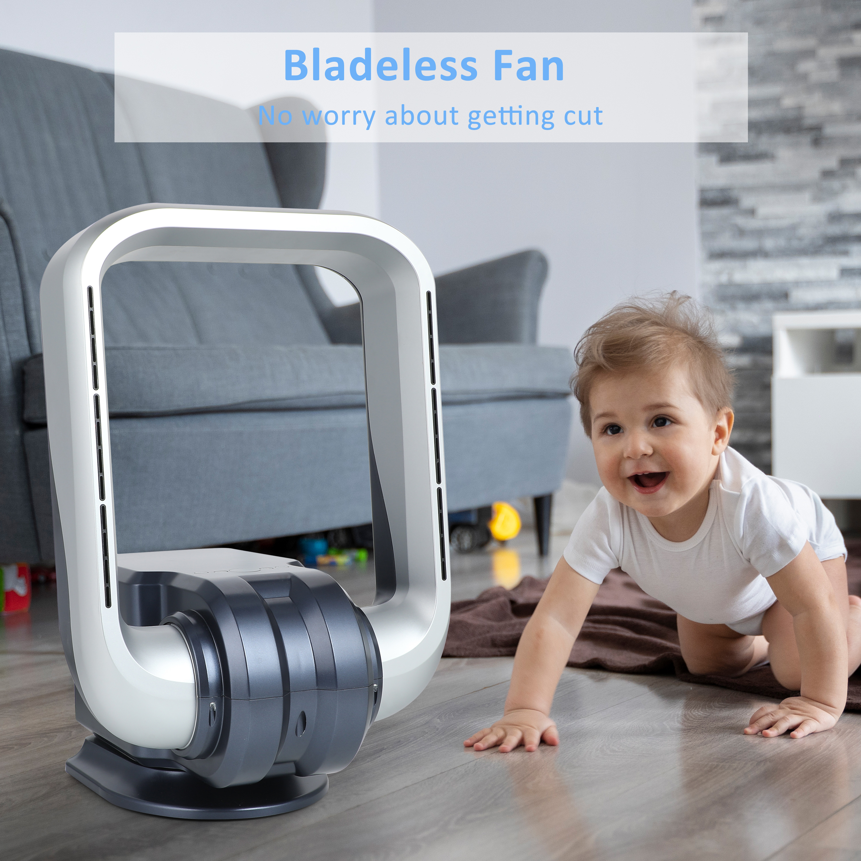 InfiniPower Wall Mounted Fan Bladeless with Remote Controller, 2-in-1 No  Leaf Heater u0026 Fan