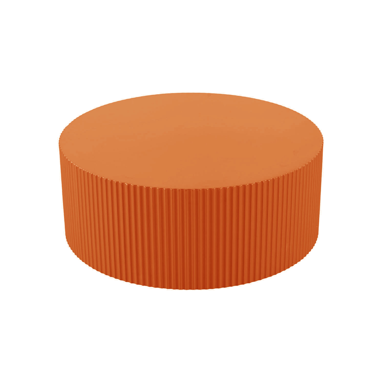 Stylish Round MDF Coffee Table with Handcraft Relief Design φ35.43inch, Bright Orange