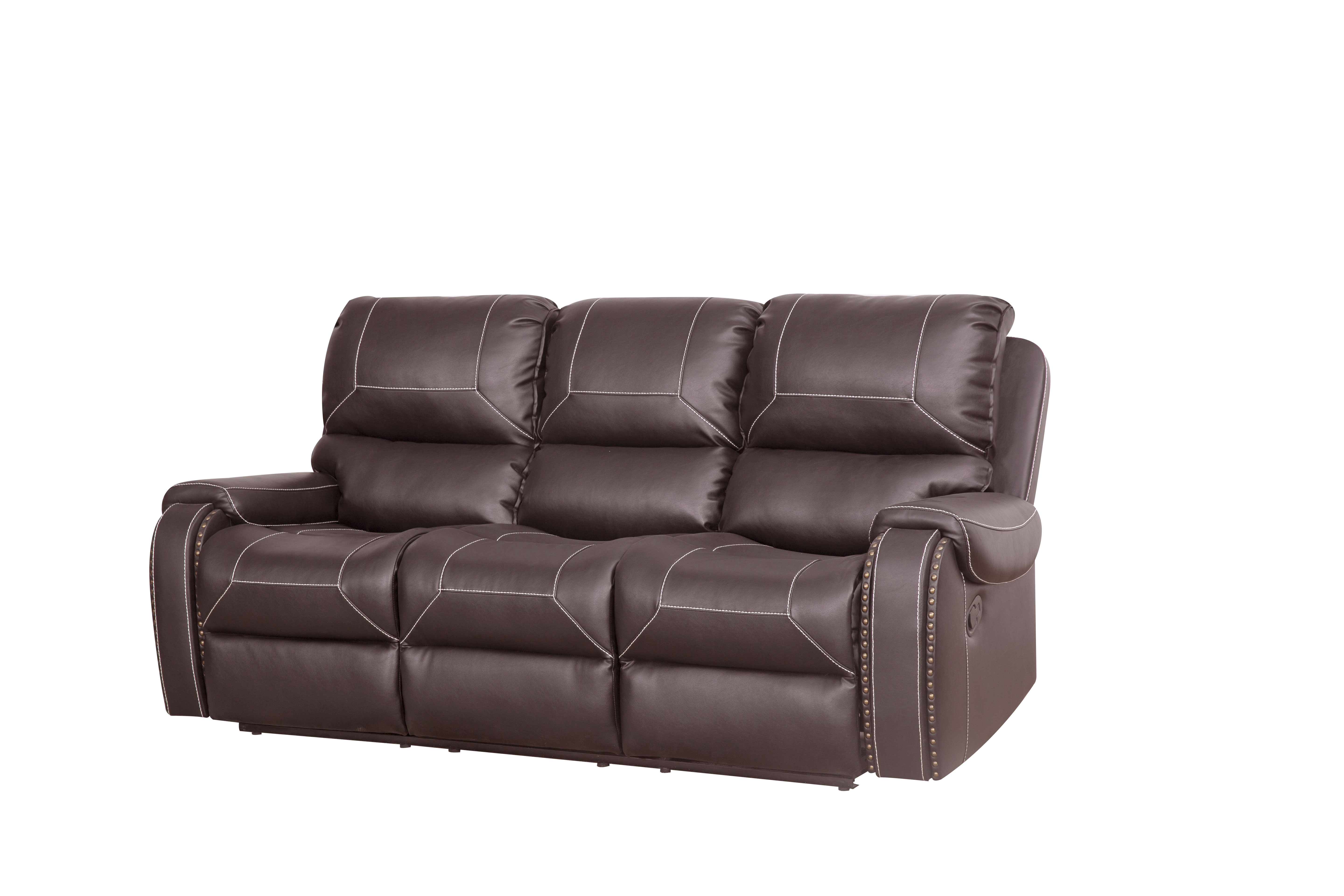 Faux Leather Reclining Sofa Couch 3 Seater for Living Room Brown