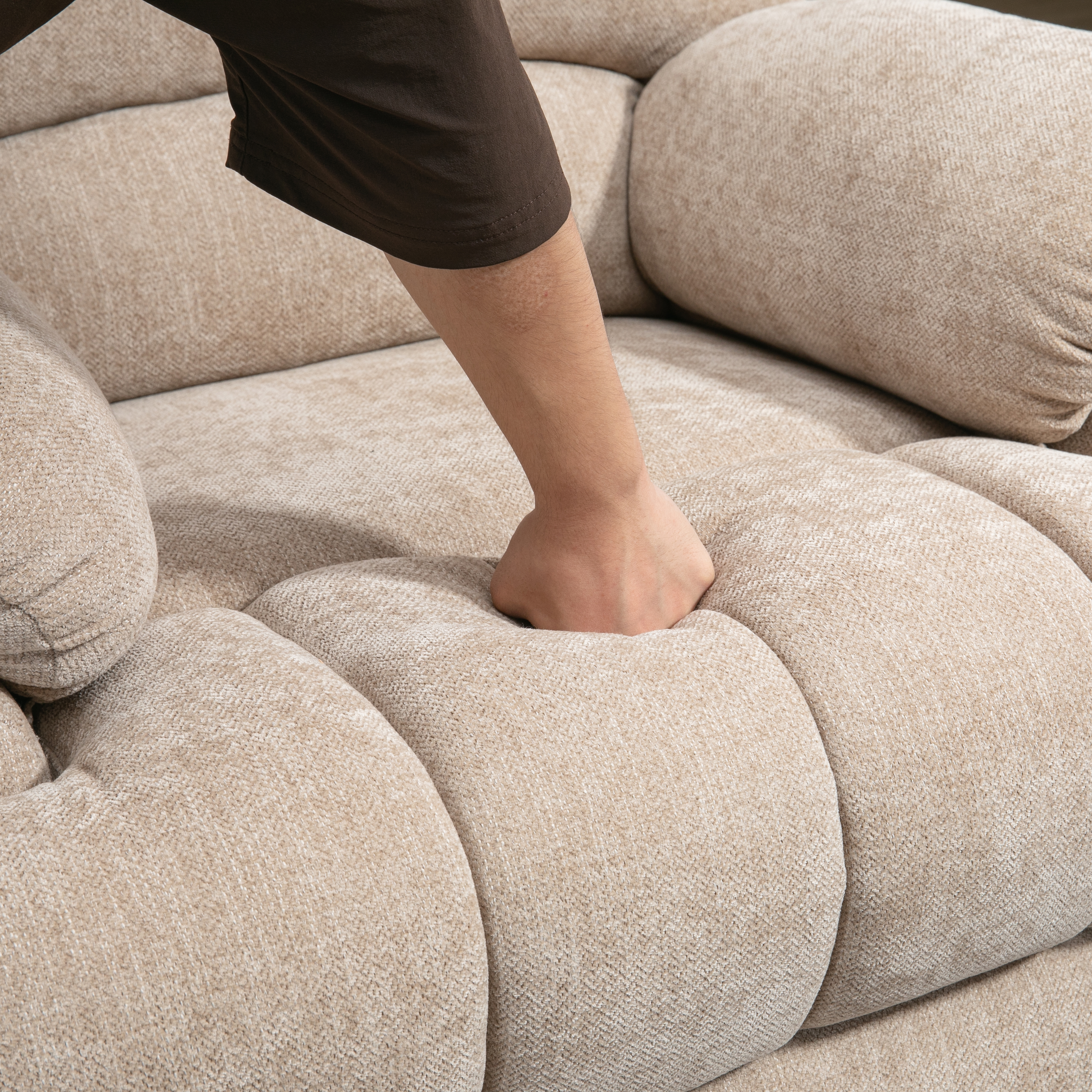 23" Seat Width and High Back Large Size Chenille Power Lift Recliner Chair with 8-Point Vibration Massage and Lumbar Heating, Brown/Beige/Blue