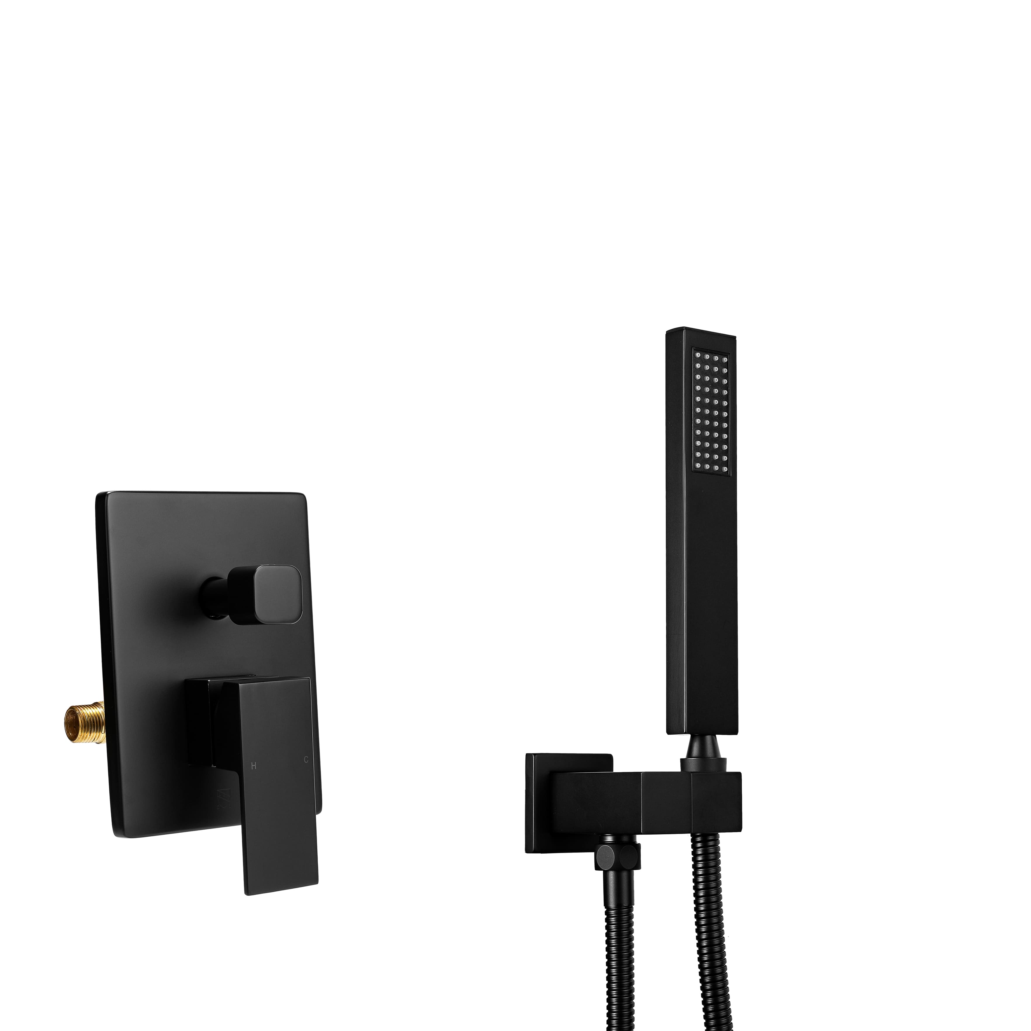 Matt Black Bathtub Faucet With Square Hand-Held-Boyel Living