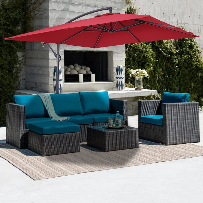 8.5Ft Square Outdoor Market Cantilever Patio Umbrella with Push Button Tilt and Base-Boyel Living