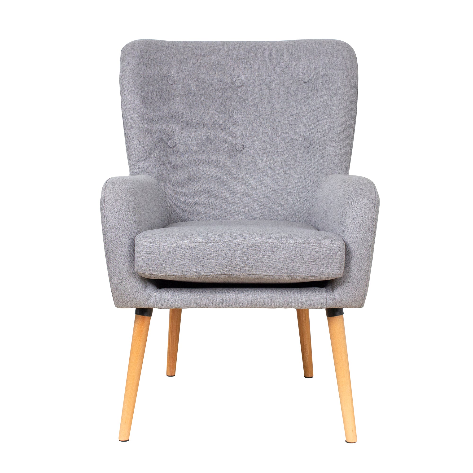 Contemporary Stylish Button-Tufted Upholstered Accent Armchair with Wood Legs-Boyel Living