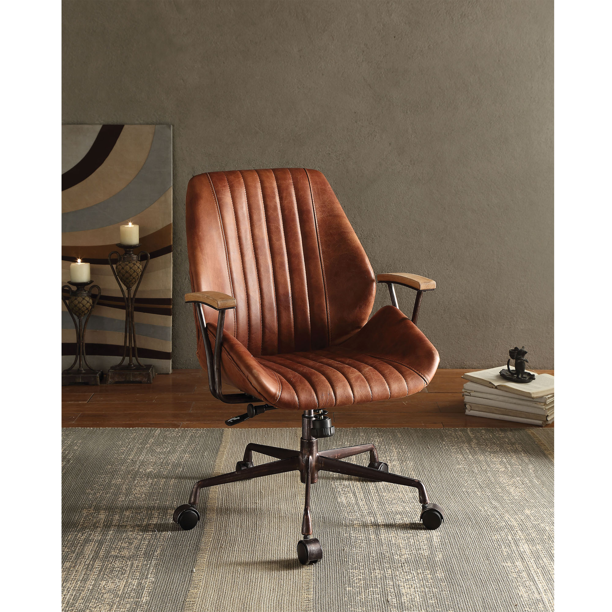 acme hamilton top grain leather office chair in coffee leather