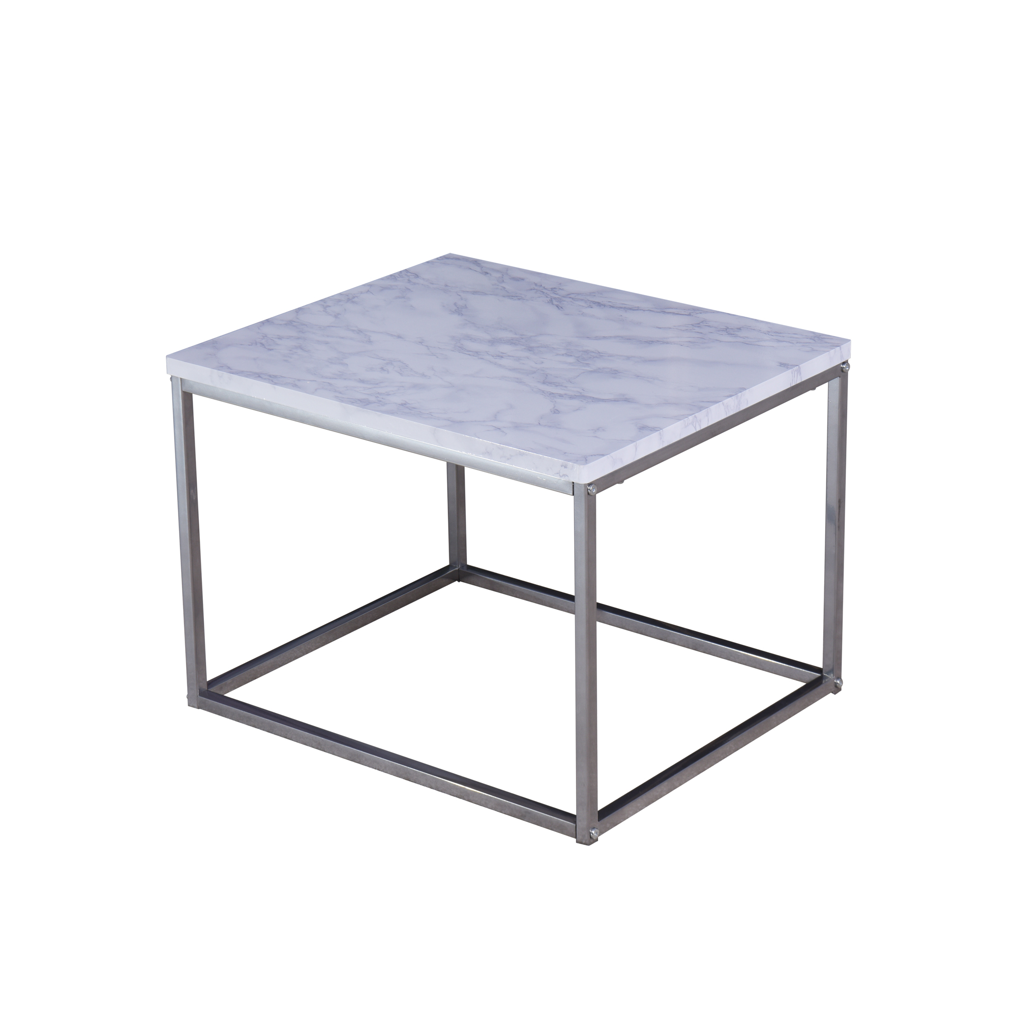 Living Room White Coffee Table with MDF Top, Nesting Table with Metal Legs 17.71 x 20.87 x 15.36 inch-Boyel Living