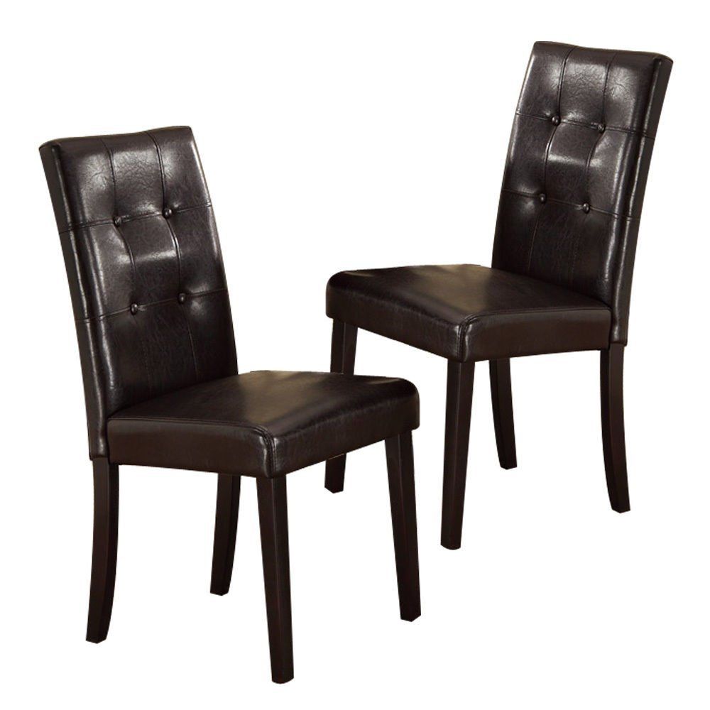 Set of 2 Chairs Breakfast Dining Dark Brown PU / Faux Leather Tufted Upholstered Chair-Boyel Living