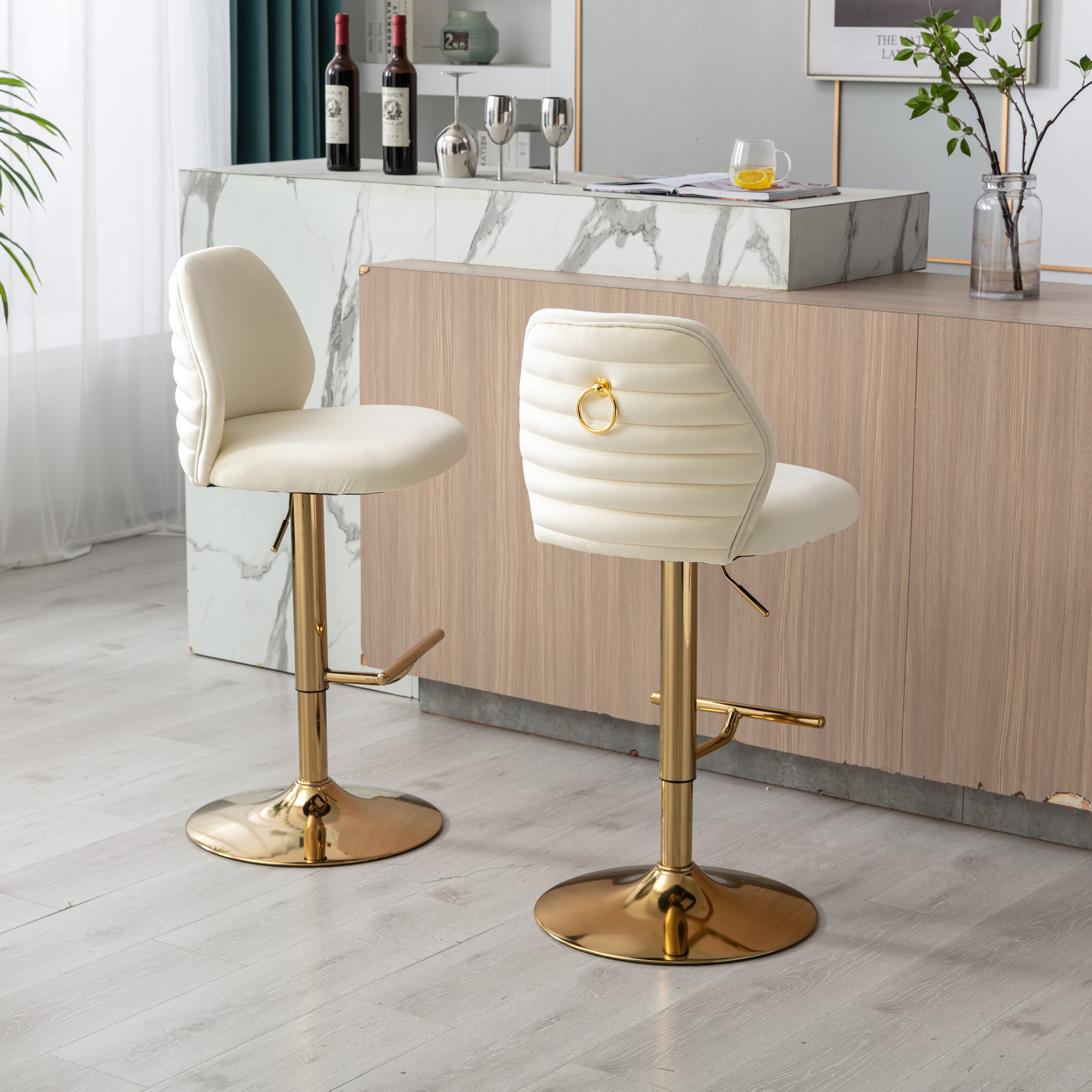 Swivel Bar Stools Chair Set of 2 Modern Adjustable Counter Height